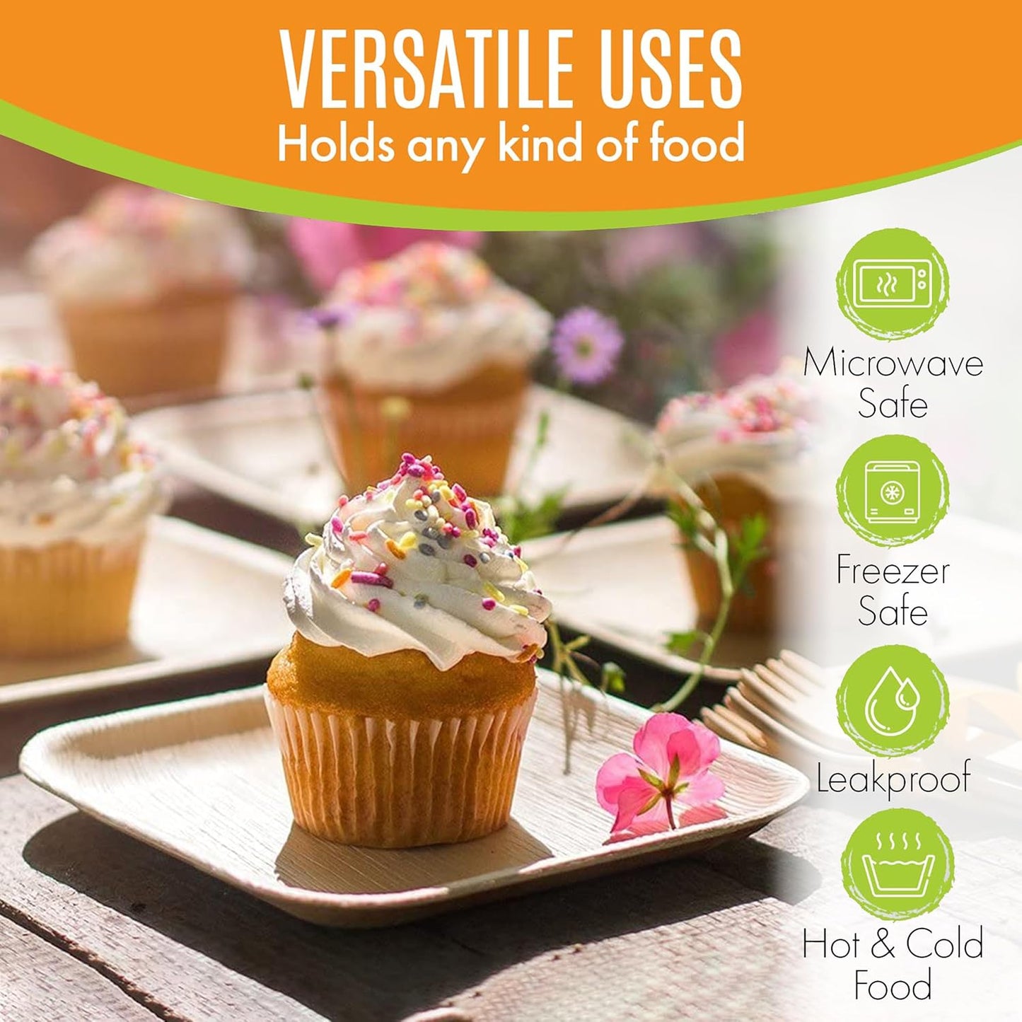 Raj Palm Leaf Bulk Plates 6" 400 Square Plates like Bamboo plates Disposable, Decorative Compostable Tableware for wedding, Lunch, Dinner, Birthday, Camping, Outdoor BBQ, Picnic