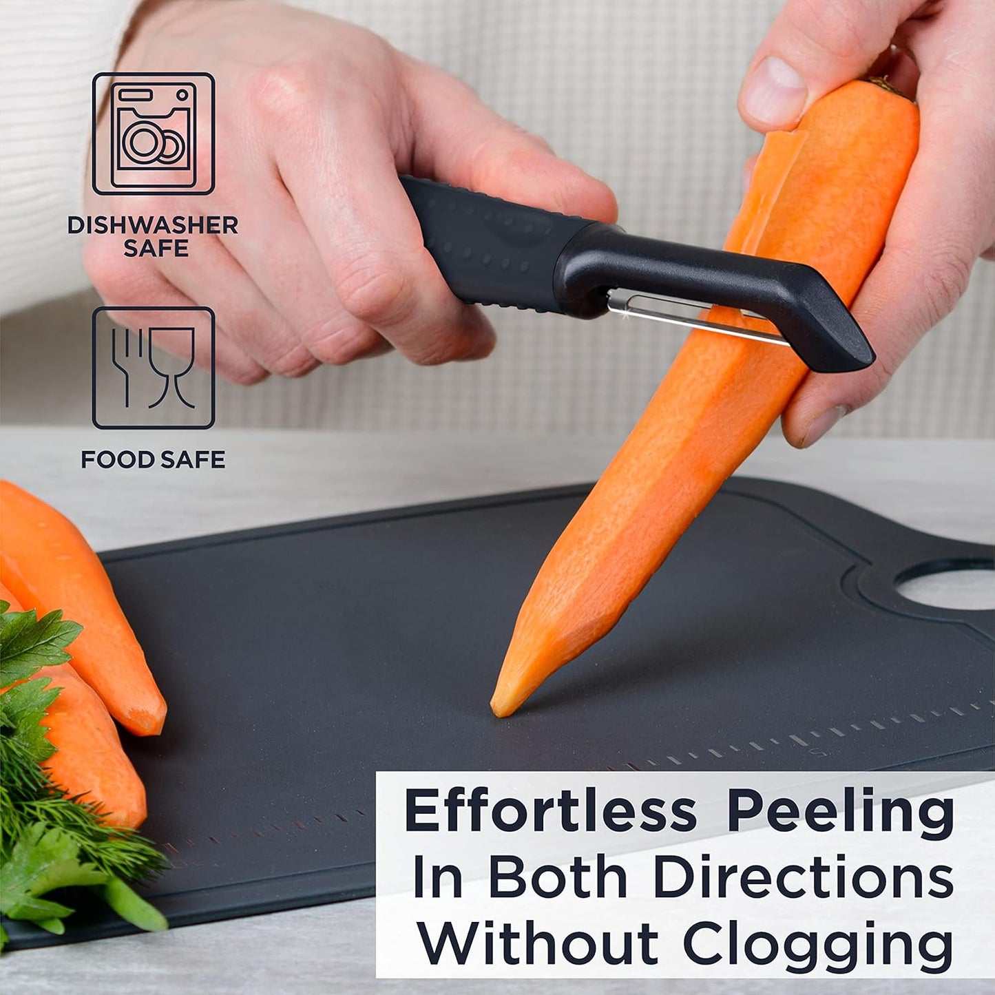 Deiss PRO Swivel Vegetable Peeler - Sharp Stainless Steel Peeler With Easy Non-Slip Hand Grip, Potato Peelers For Kitchen, Fruit, Carrot, Apple, Veggie, Kiwi, Durable, And Dishwasher Safe (BLACK)