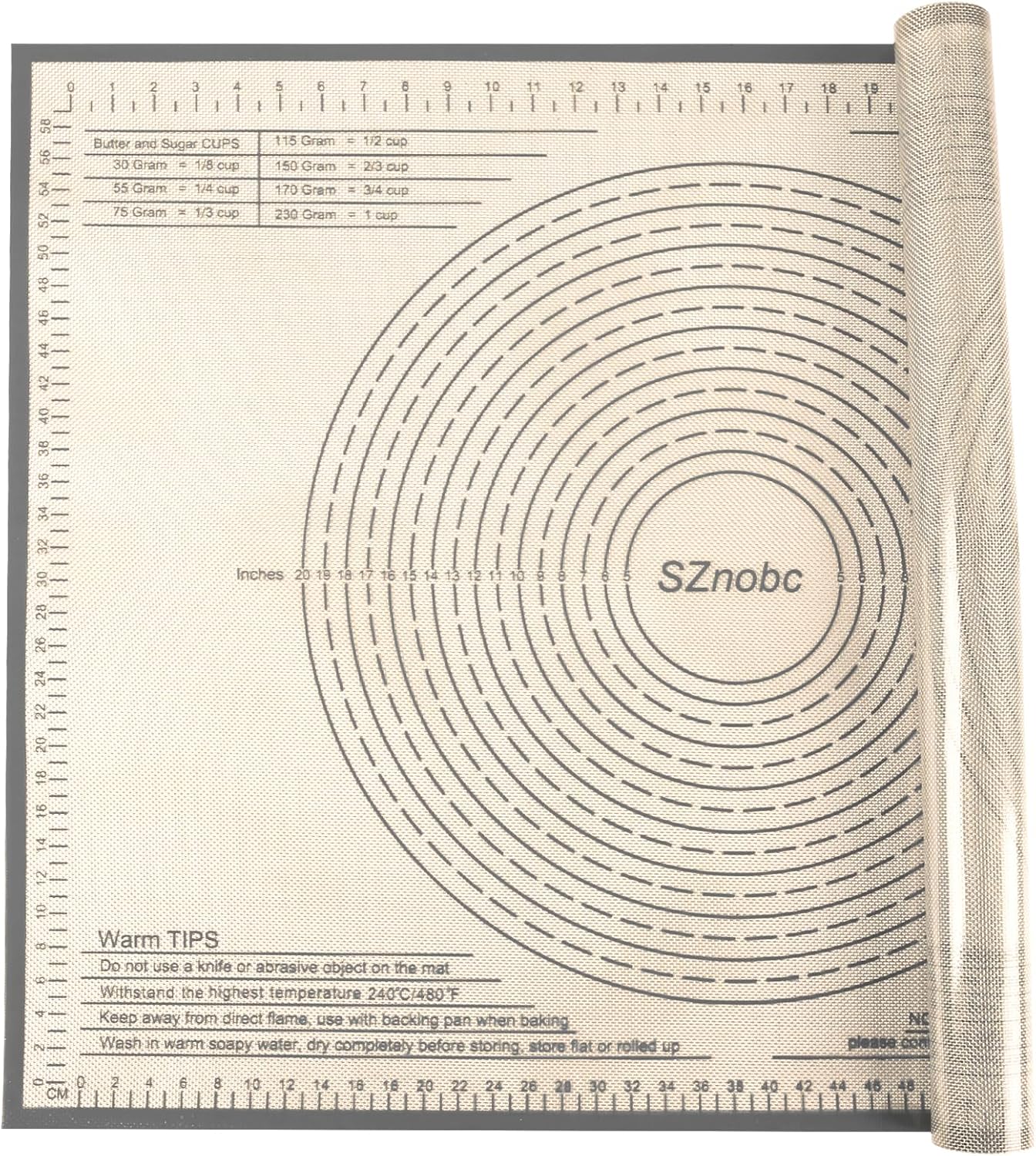 Silicone Pastry Mat 34'' By 26'' Extra Large Baking Mat with Measurements, Kitchen Counter Mats Perfect for Dough, Pastry, Pie Crust, Fondant, Cookies, Bread, Pasta, Pizza