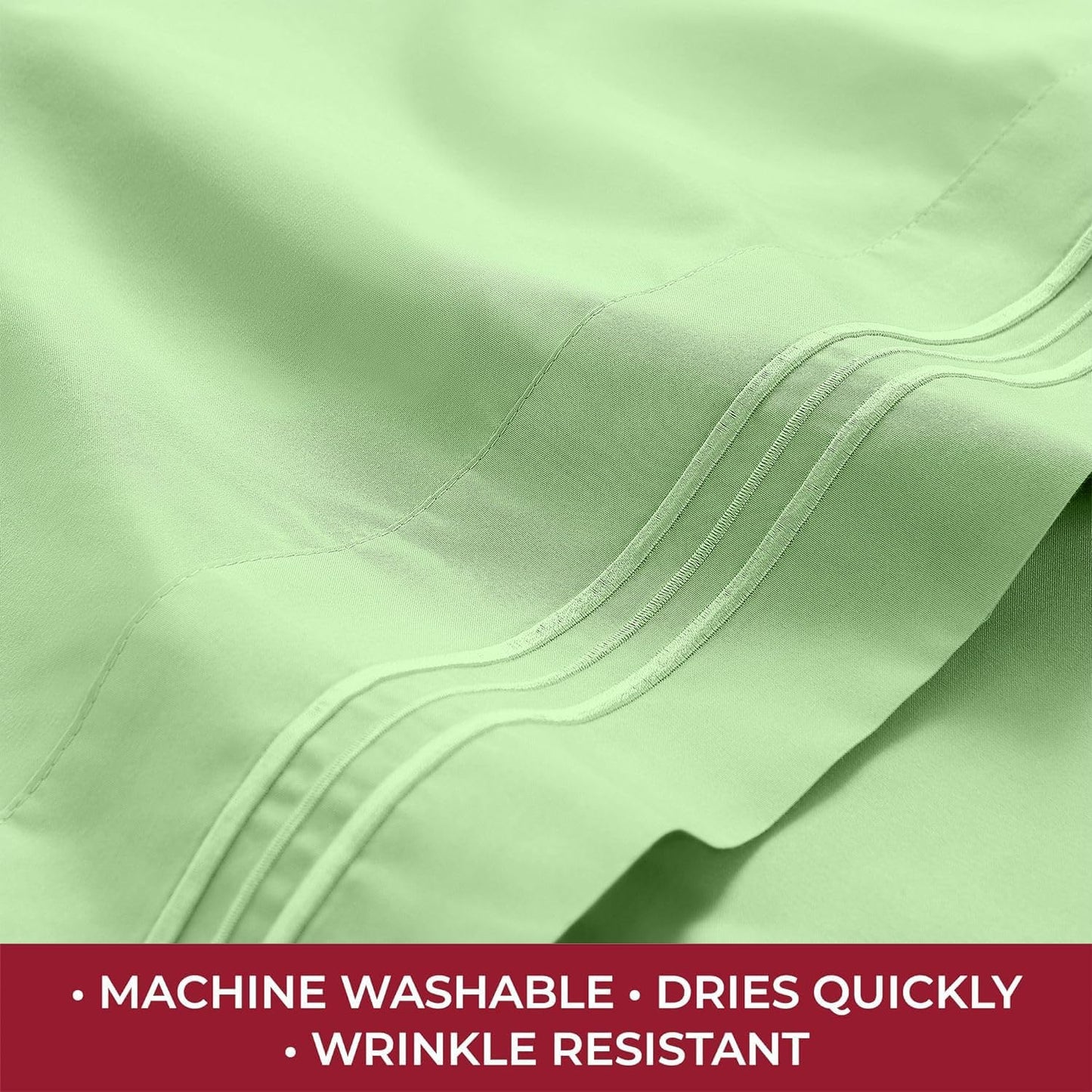 Mellanni RV Short Queen Sheets - 4 PC Iconic Collection Bedding - Hotel Luxury, Extra Soft, Cooling Bed Sheets - Deep Pocket up to 10 inch (RV/Short Queen, Pistachio)