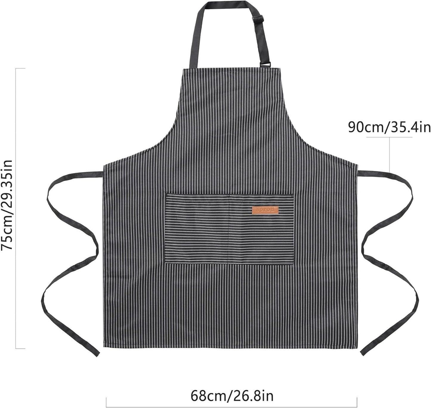 2 Pack Cooking Aprons Adjustable Bib Apron for Women with 2 Pockets, Kitchen Restaurant Men Chefs Aprons