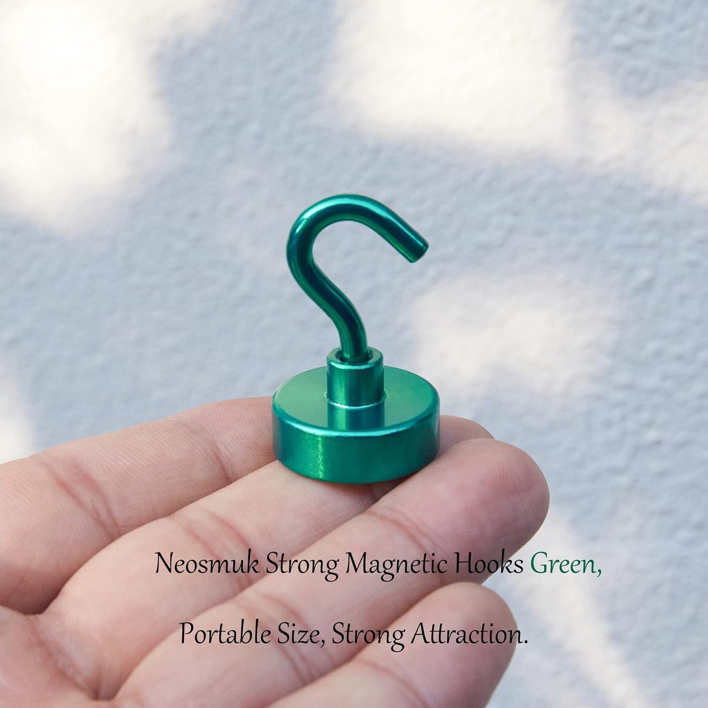 Neosmuk Magnetic Hooks,Heavy Duty Earth Magnets with Hook for Refrigerator, Extra Strong Cruise Hook for Hanging, Magnetic Hanger for Cabins, Grill (Green, 10 Pack)