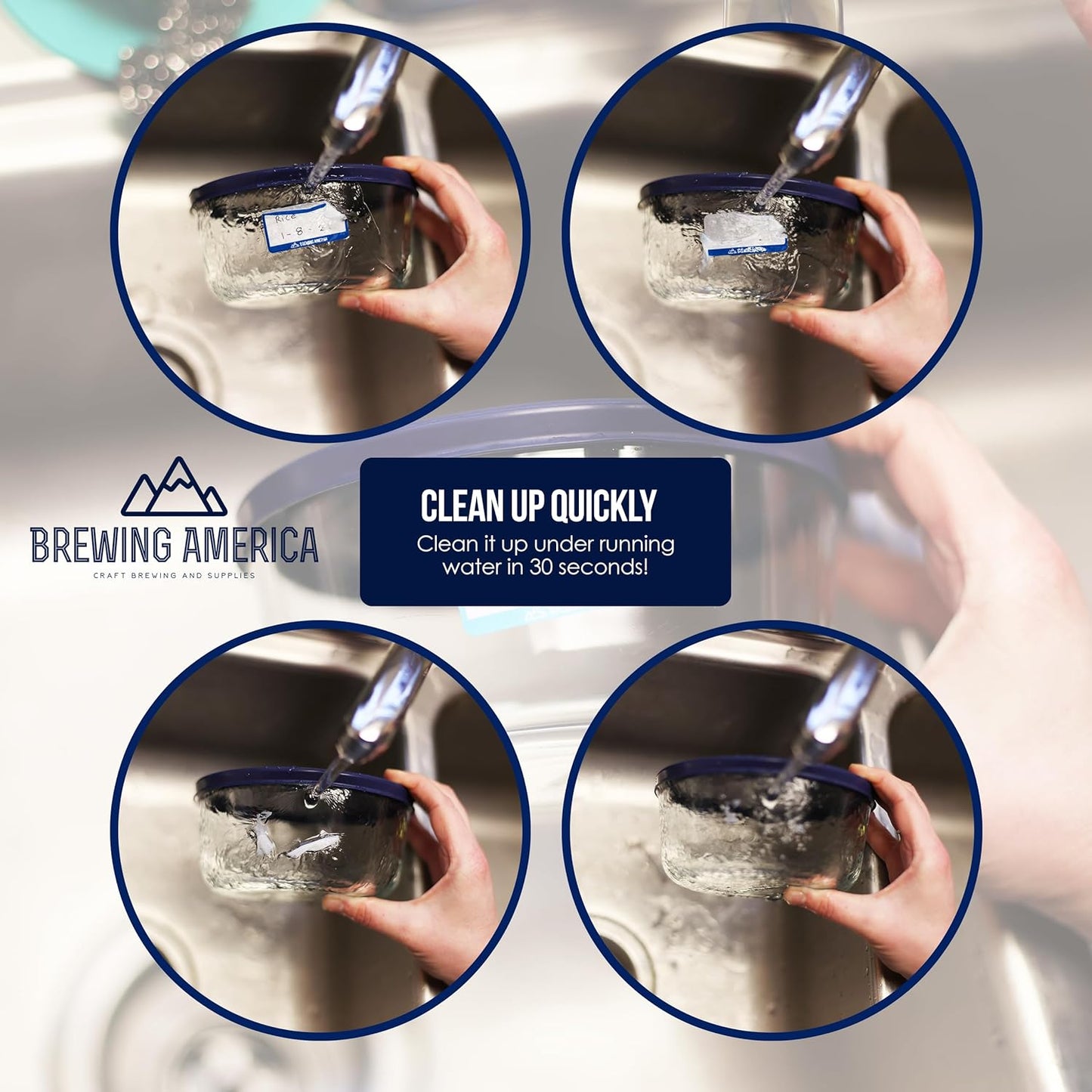 Dissolvable Food Labels for Food Containers - Made in USA - Great for Food Prep, Pantry, Canning, Freezer, Mason Jar Storage, Bottles and Rotation– No Scrubbing, No Residue - Old Glory Blue