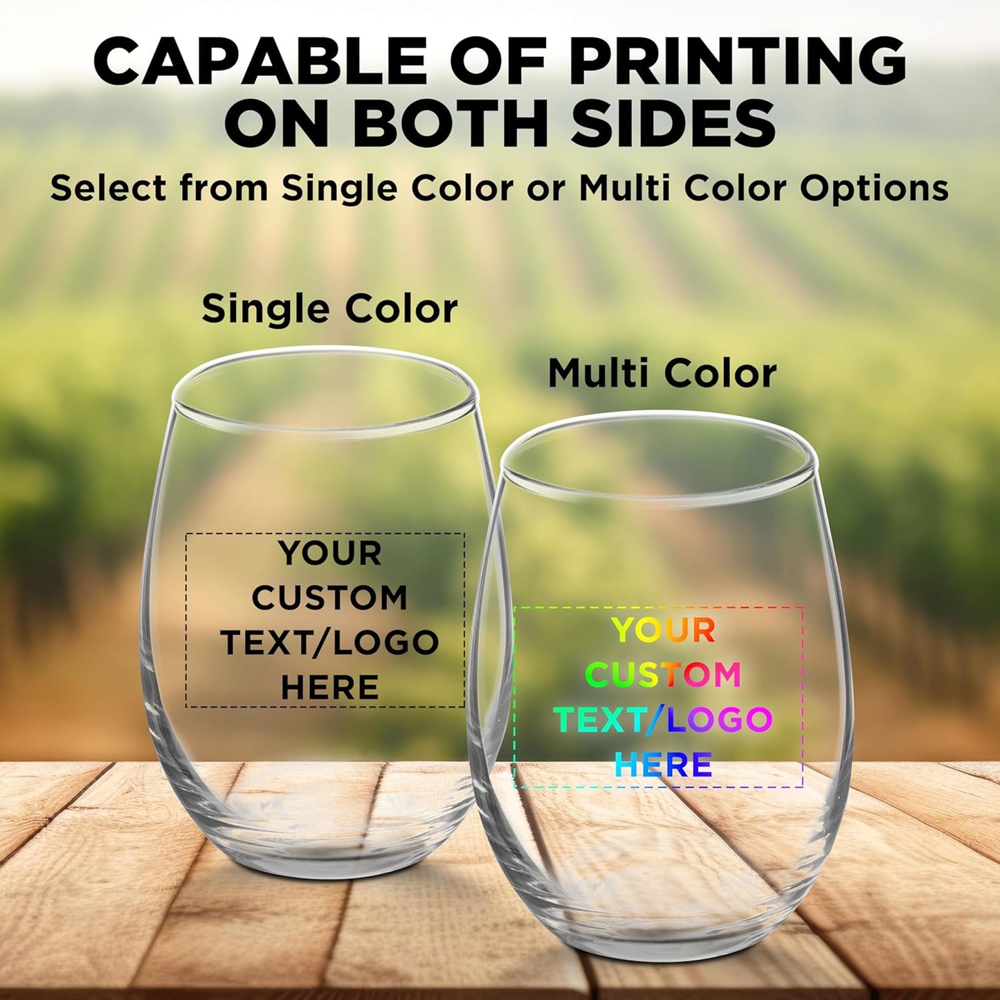 Custom Stemless Wine Glasses by ARC 5.5 oz. Set of 50, Personalized Bulk Pack - Perfect for Hotel, Bar, Restaurant or Lounge - Clear