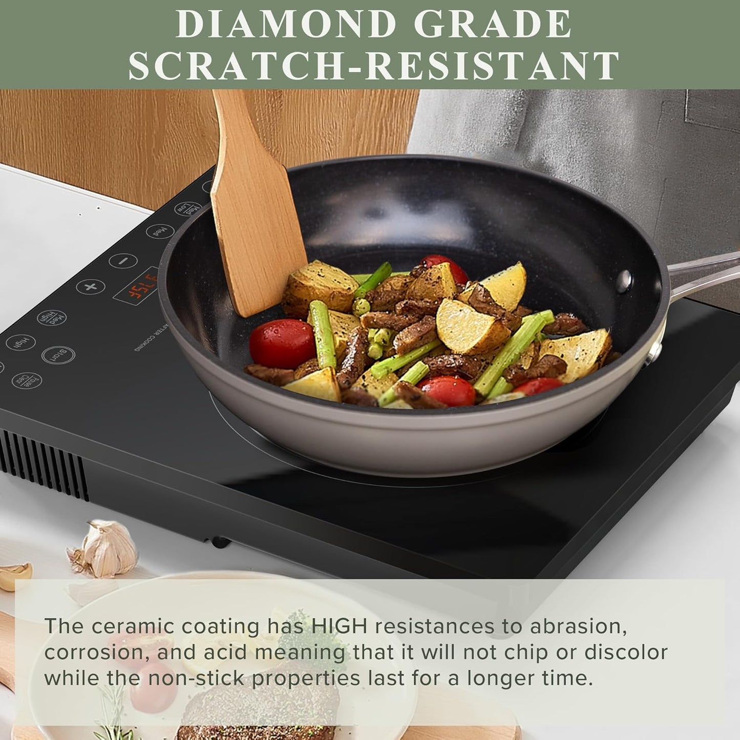 Nuwave Healthy Duralon Blue Ceramic Nonstick Cookware Set, Diamond Infused Scratch-Resistant, PFAS Free, Dishwasher & Oven Safe, Induction Ready & Evenly Heats, Tempered Glass Lids & Stay-Cool Handles