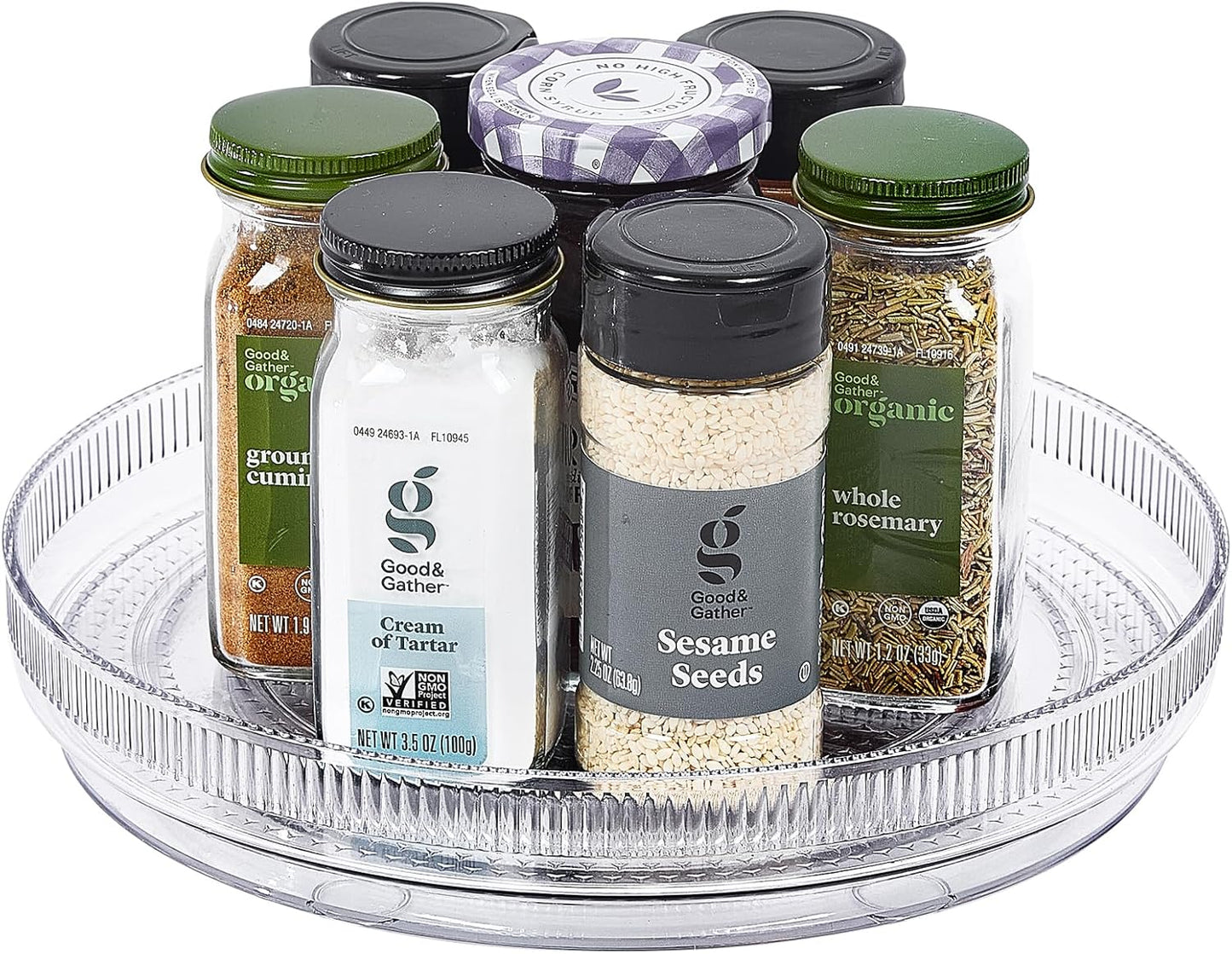 FreshKeeper Plastic Lazy Susan Organizer, Clear Pantry Shallow Lazy Susan Turntable for Cabinet and Kitchen 9’’