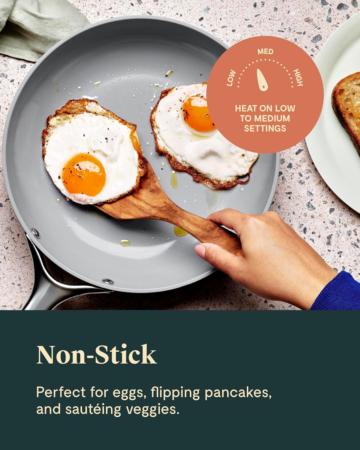 Caraway Ceramic Nonstick Fry Pan Set with Glass Lids – Includes Two 10.5” Fry Pans, One 8” Fry Pan, & Three Lids - Non Toxic, PTFE & PFOA Free - Oven Safe & Compatible with All Stovetops - Marigold