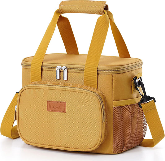 Lifewit Medium Lunch Bag Insulated Lunch Box Soft Cooler Cooling Tote for Adult Men Women, Brown 12-Can (9L)