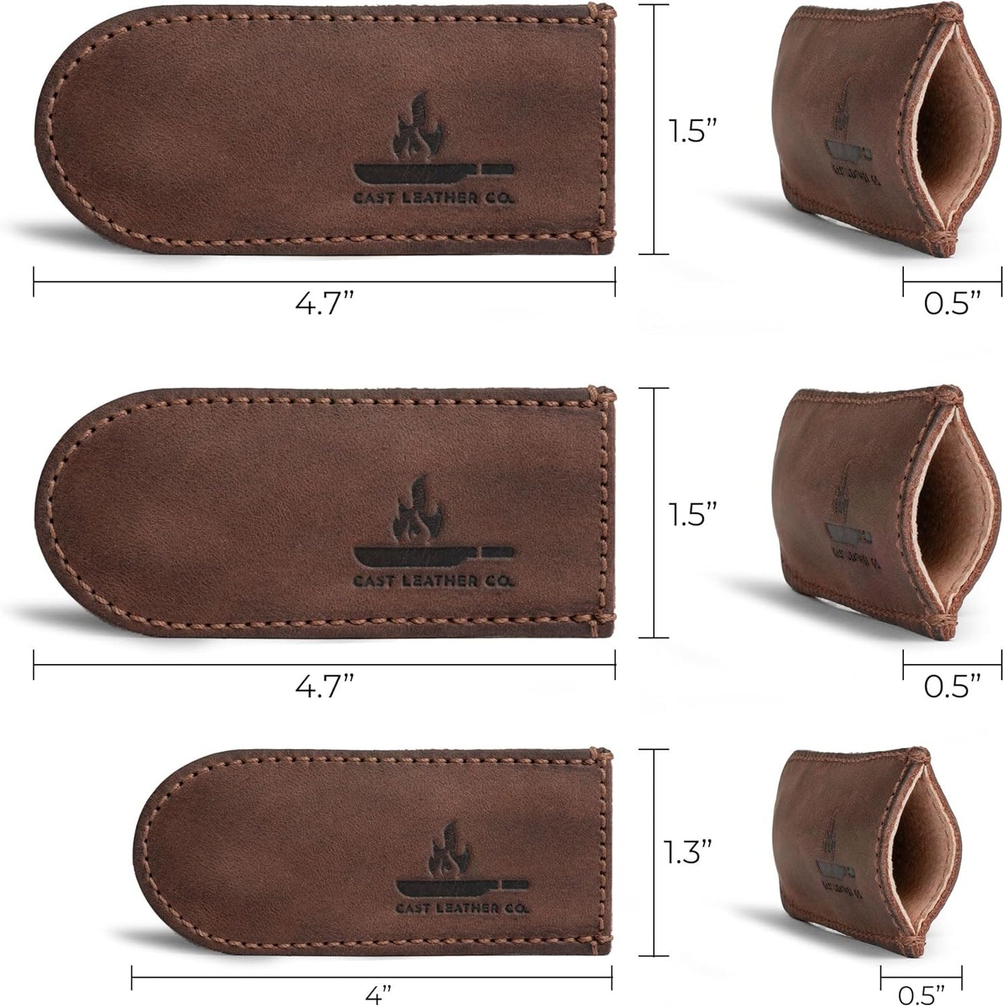 Leather Skillet Handle Cover for Cast Iron Skillets, Heat Resistant Pan Handle Covers (Bourbon Brown)
