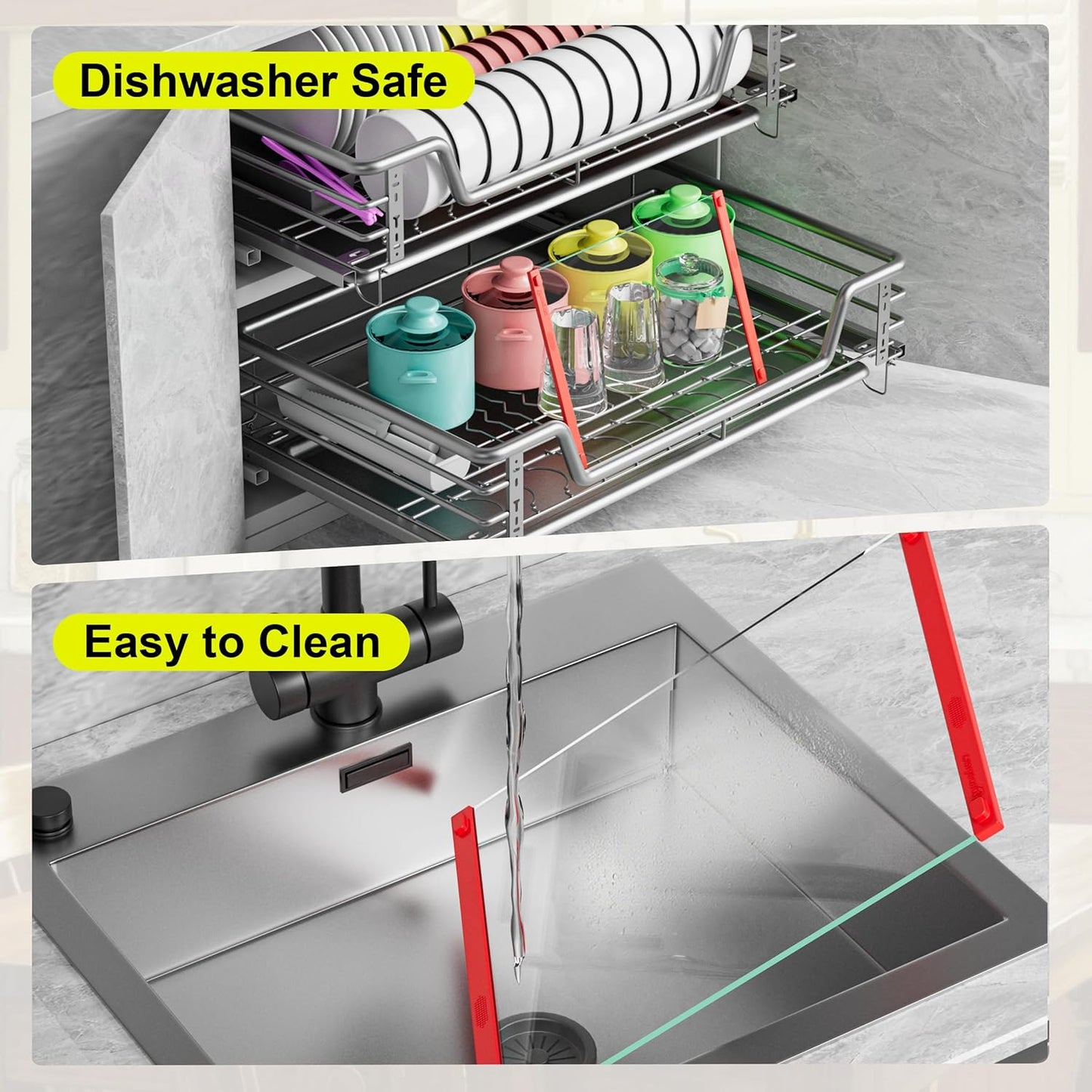 Glass Cutting Board with Silicone Grip, 80% Stronger Shatter Resistance and Slip Resistance,No Scratches/Microplastic-Free,Dishwasher Safe, Non Toxic Cutting Board for Kitchen (Red-12 * 8"&16 * 12")