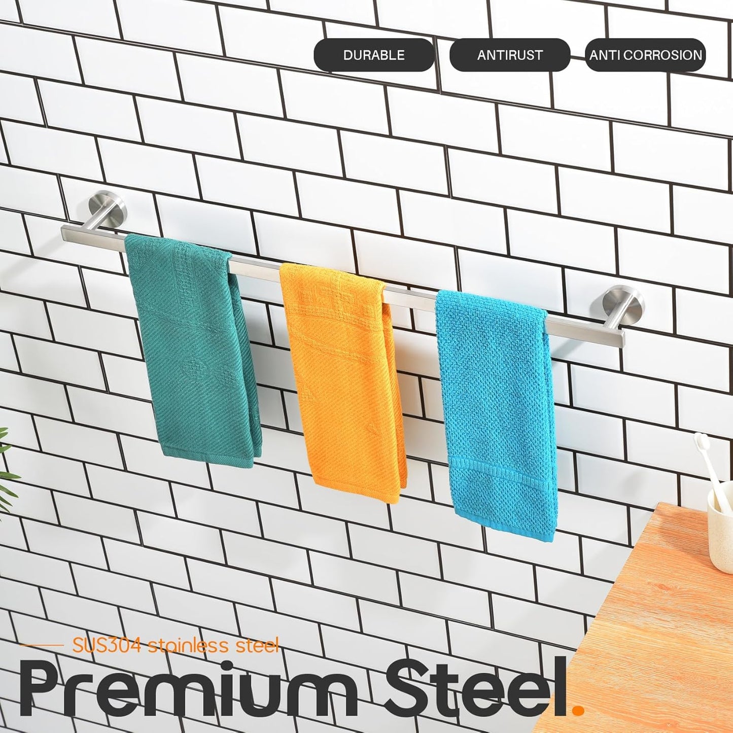 32 Inch Bathroom Towel Bar Bath Towel Rack Kitchen Towel Holder Long Towel Rails Wall Mounted SUS304 Stainless Steel 2 Pack Brushed Nickel AN4001BR-L32-P2