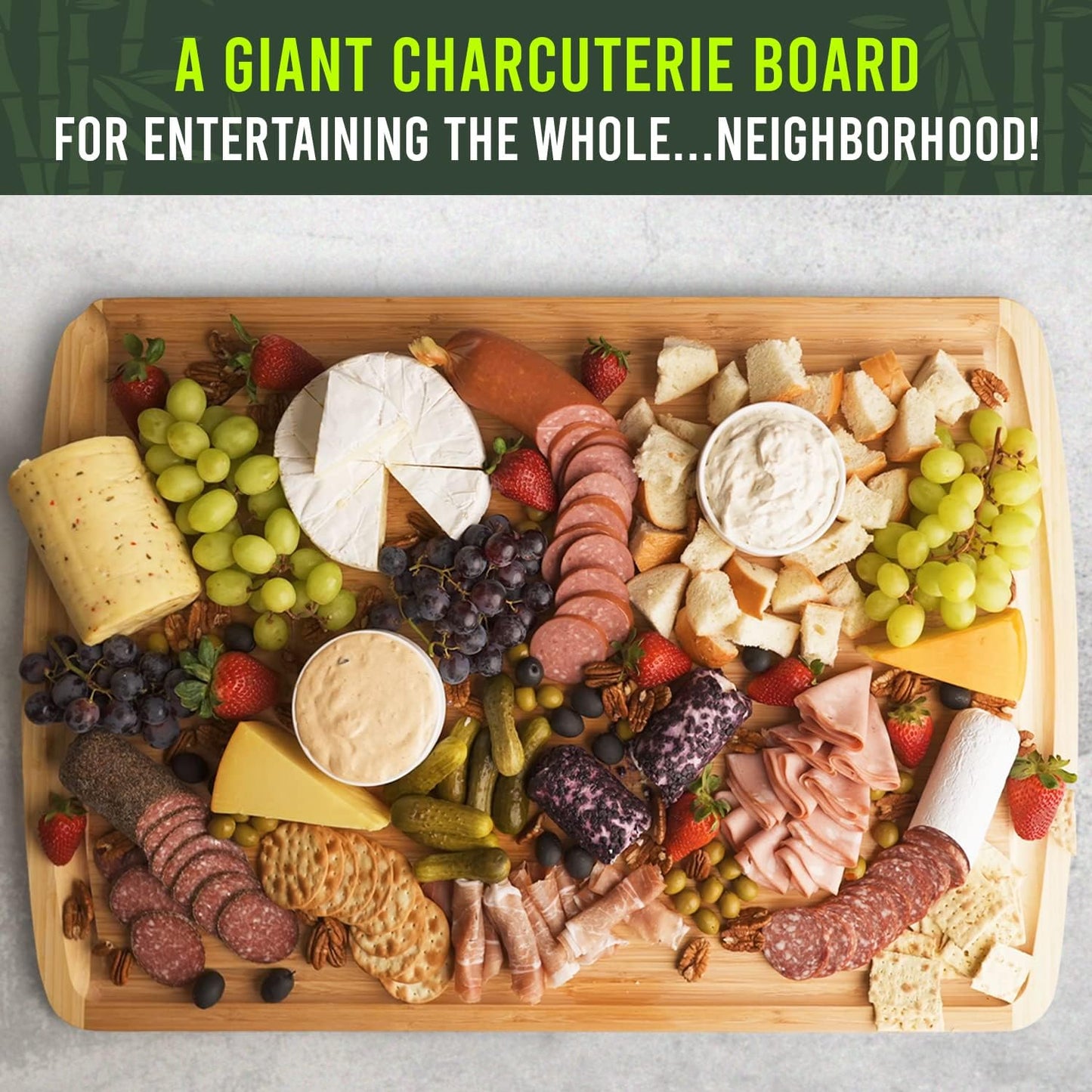 30 Inch Extra Large Cutting Board – Bamboo Chopping Board - Wood Butcher Block Cutting Board for Carving and Charcuterie Board, Stovetop and Over Sink Cutting Board for More Kitchen Counter Space