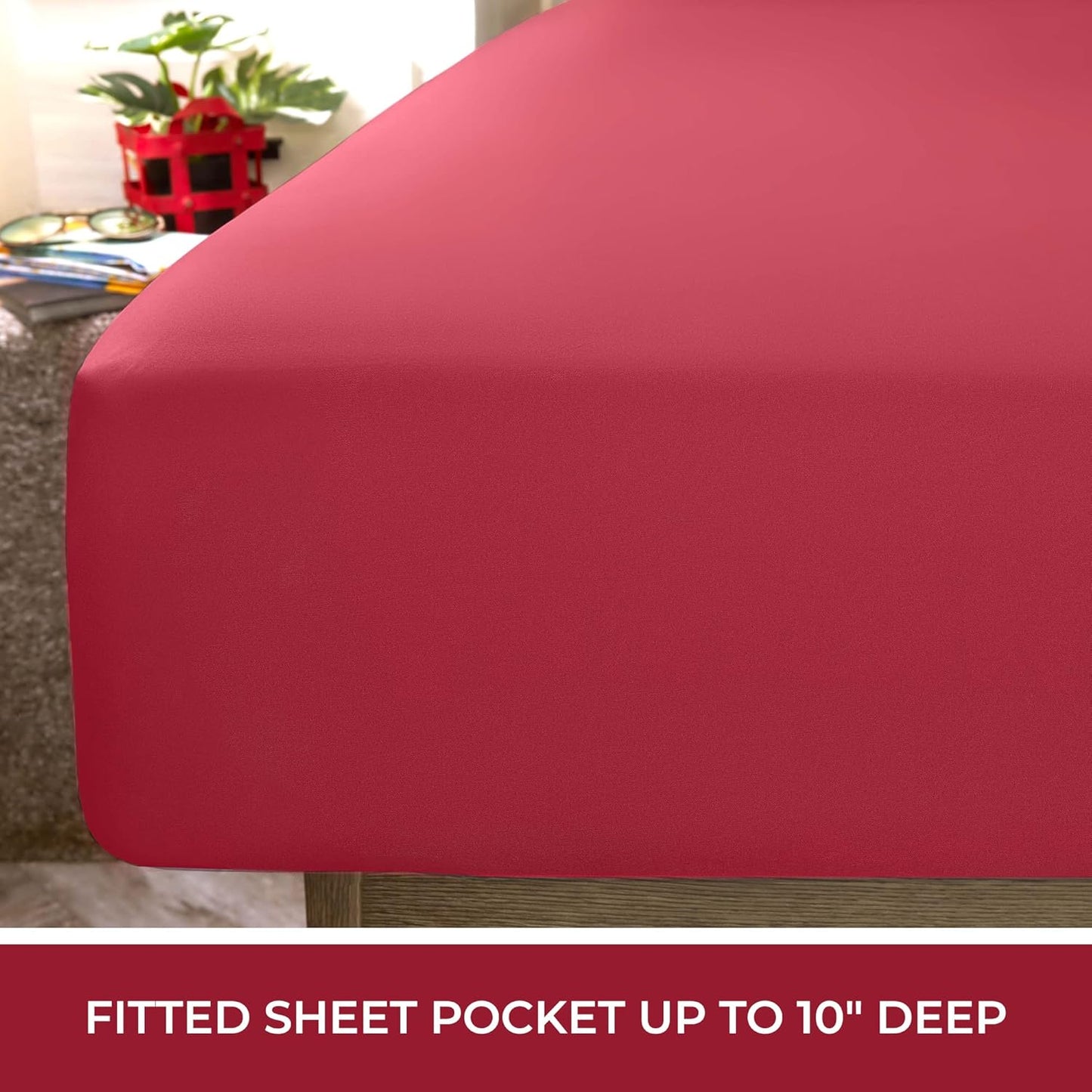 Mellanni RV Short Queen Sheets - 4 PC Iconic Collection Bedding - Hotel Luxury, Extra Soft, Cooling Bed Sheets - Deep Pocket up to 10 inch (RV/Short Queen, Brick Red)