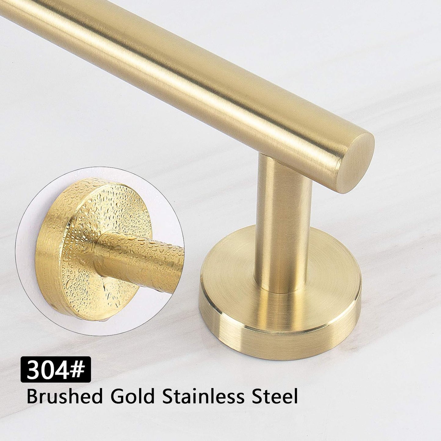 NearMoon Bath Towel Bar, Bath Accessories Thicken Stainless Steel Shower Towel Rack for Bathroom, Towel Holder Wall Mounted (1 Pack, Brushed Gold, 18 Inch)