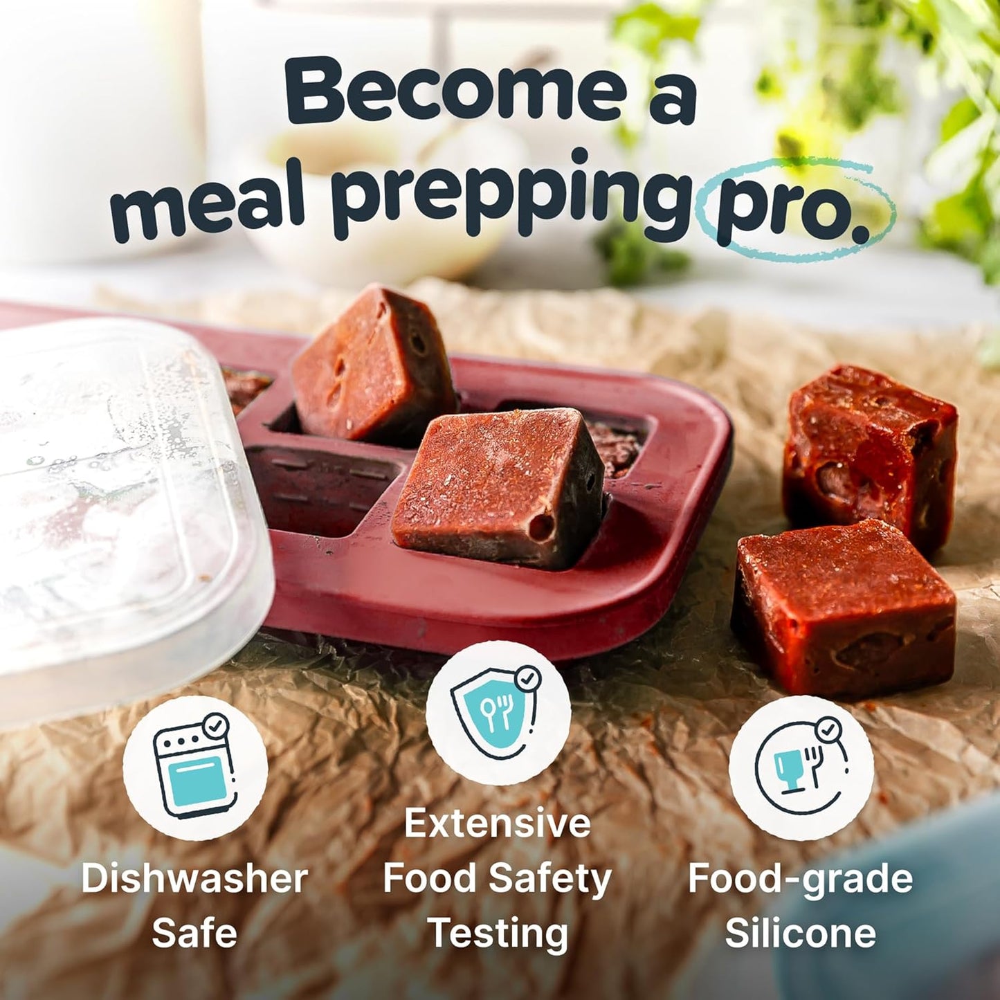 Souper Cubes 2 Tbsp. Silicone Freezer Molds - Perfect for Storing Garlic, Herbs, Ginger, Pesto, Tomato Paste, Lemon Juice, Purees and More - Silicone Baby Food Freezer Tray - Cranberry – 1-Pack