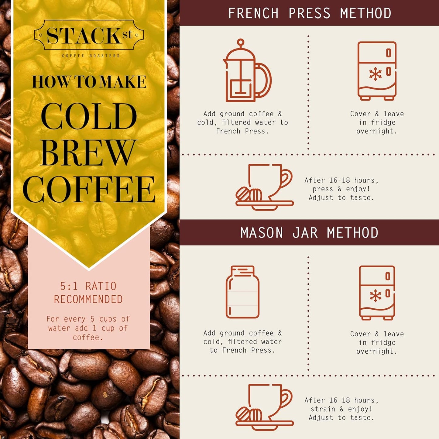 Organic Cold Brew Coffee Coarse Ground 1 LB - CRANK High Voltage Caffeine Dark Roast, Coarse Grind – By Stack Street