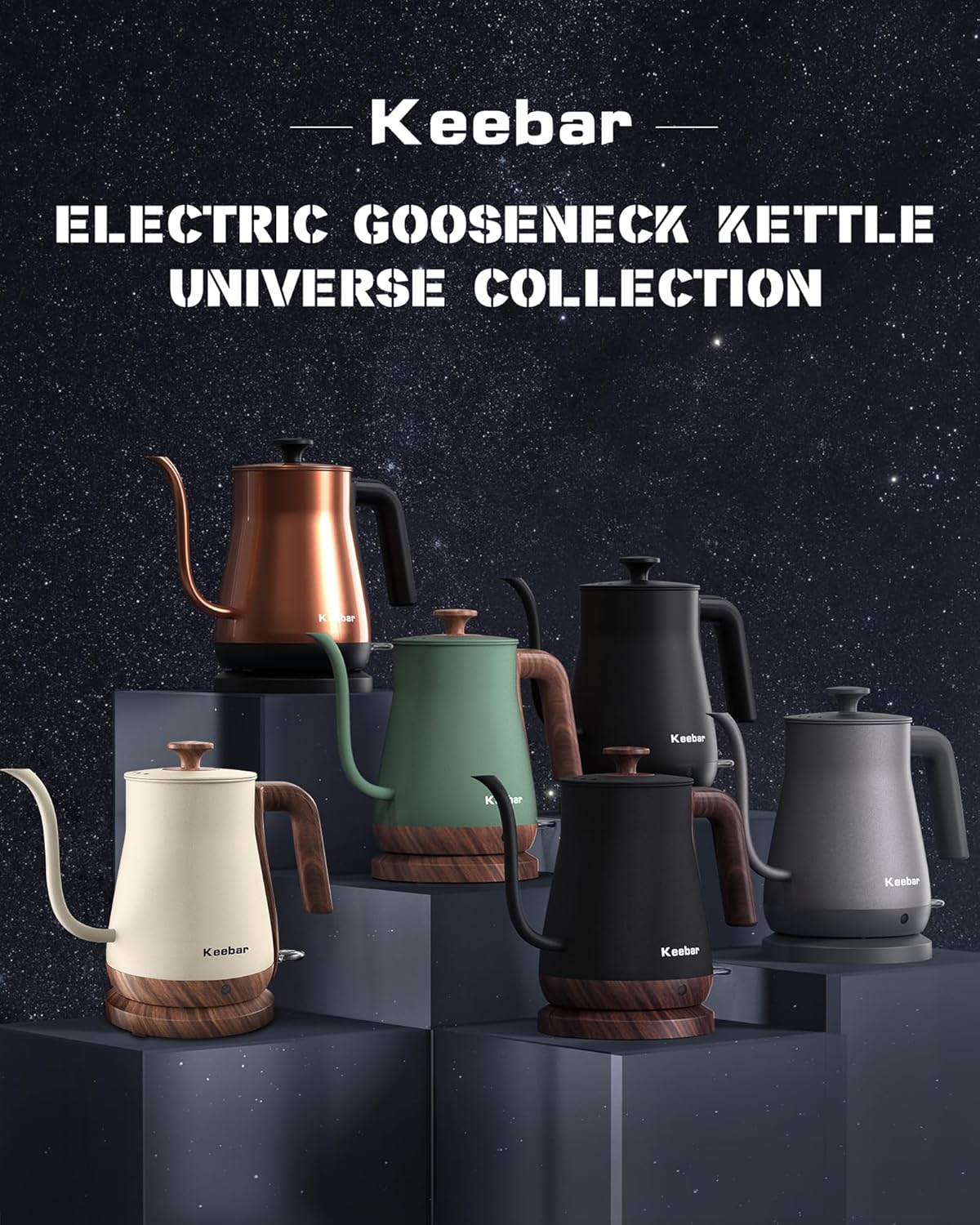 Gooseneck Electric Kettle, Electric Tea Kettle Stainless Steel, Pour over kettle for Coffee, 1000W Hot Water Kettle Electric Auto Shut Off, 0.8L, Wood-like Grain Finish Handle, Matcha Green