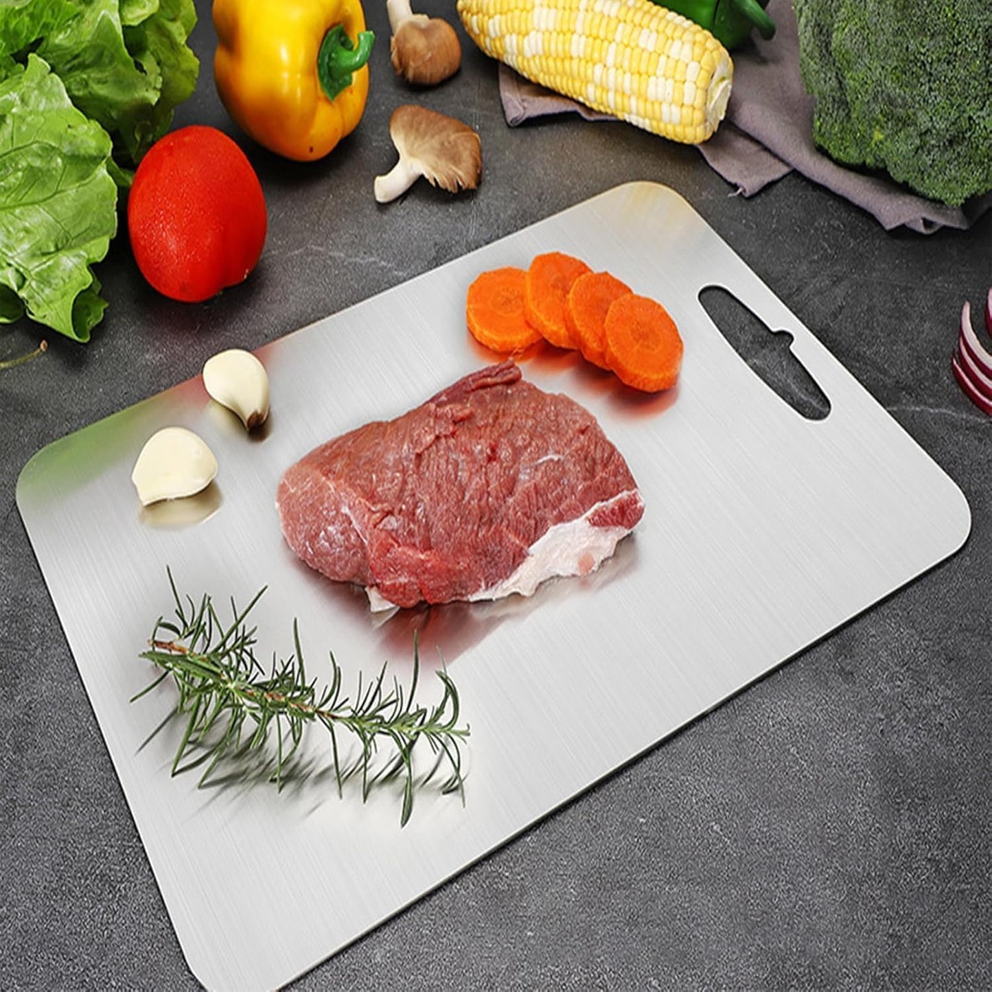 Titanium Cutting Board - 2025 New Upgrade 100% Pure Titanium Cutting Boards for Kitchen Double Sided Titanware Cutting Board,Hygiene Durable Dishwasher Safe Chopping Board,1PC (12"L x 9"W)