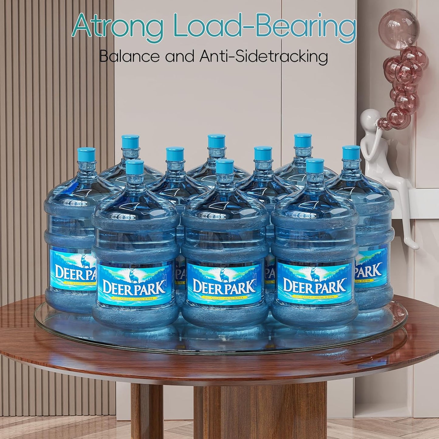 20" Large Lazy Susan for Dining Table Kitchen Glass Turntable with Aluminum Alloy Bearing, Smooth Swivel