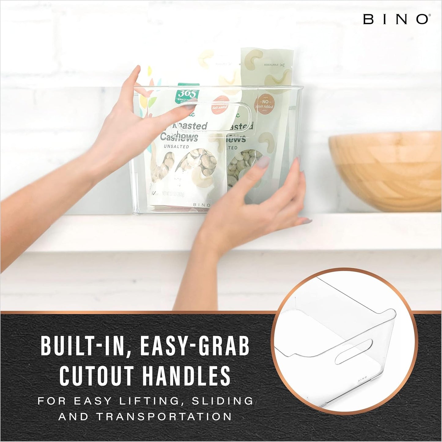 BINO | Plastic Organizer Bins, X-Small - 4 Pack | THE SOHO COLLECTION | Multi-Use Organizer Bins | Pantry & Freezer Bin | Plastic Storage Containers | Bin for Home & Kitchen Org