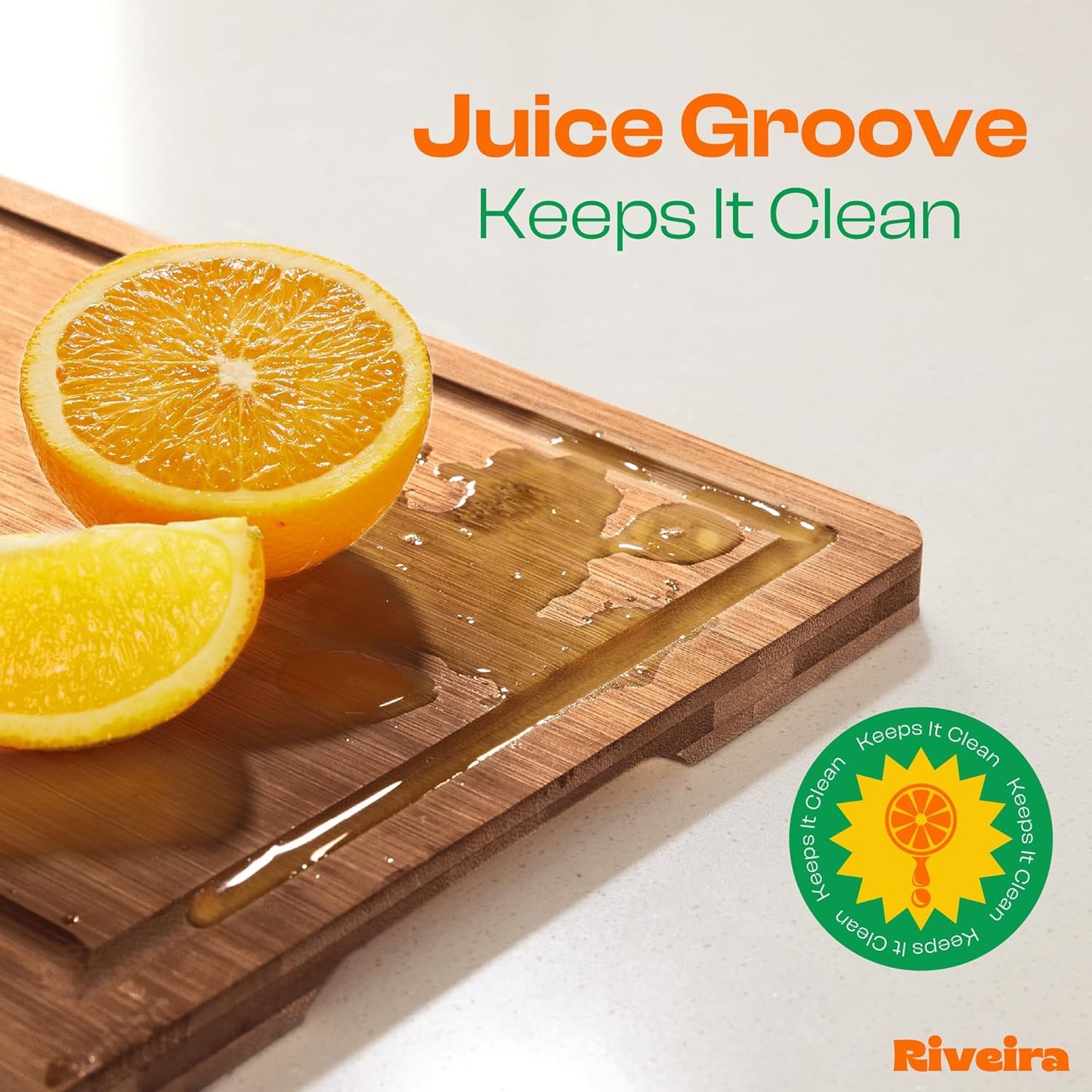 Riveira Brown Bamboo Wood Cutting Board – Gourmet Bamboo Grandeur: 18 x 12 Wooden Cutting Board – Wooden Cutting Boards For Kitchen Decorative – Innovative Juice Grooves Wooden Chopping Board