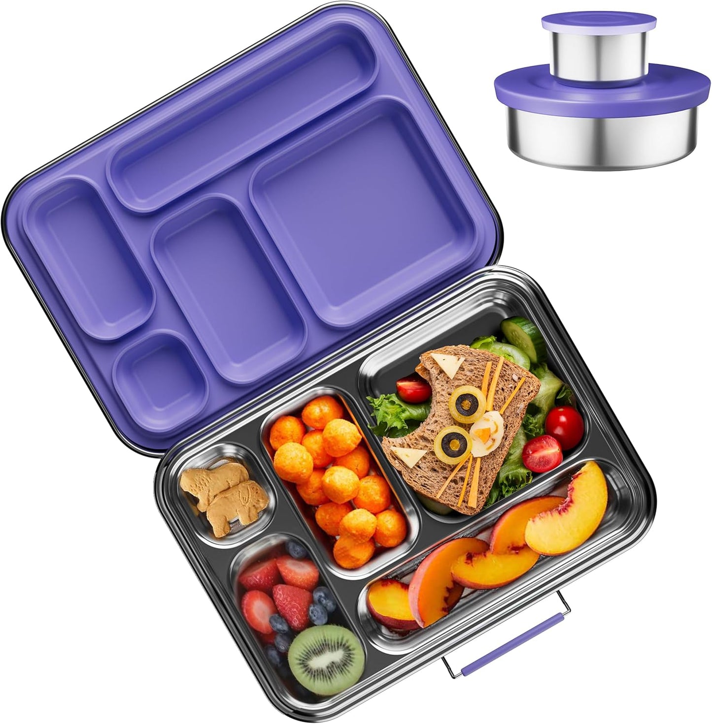 Stainless Steel Bento Box Kids, Kids Metal Bento Lunch Box BPA Free Lunch Box Containers 304 Stainless Steel Bento Box for School and Office(Purple)