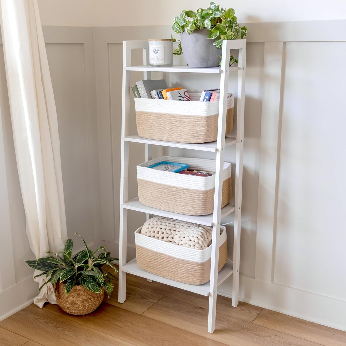 NaturalCozy Storage Baskets 16.8”x13”x7.6” Cotton Rope Woven Baskets for Organizing 3-Pack | Toy Storage Bins | Basket for Shelves, Laundry, Blanket, Clothes, Closet, Kitchen, Bathroom, Gifts