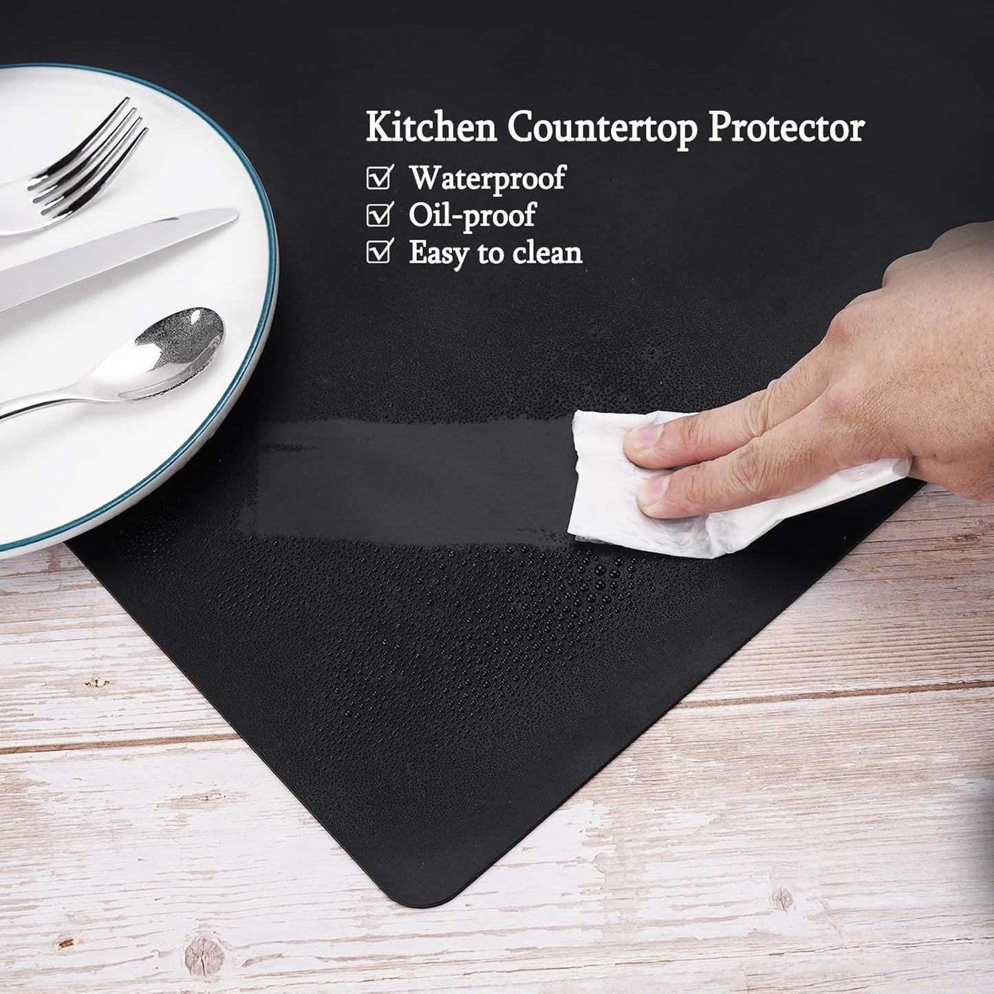 Gartful Silicone Mats for Kitchen Counter, Large Silicone Countertop Protector, Nonskid Heat Resistant Desk Saver Pad, Multipurpose Mat, Placemat (XL-28" x 20"x 0.06", Black)