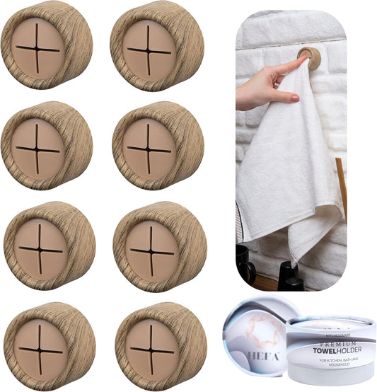 HEFA Towel Hooks, 8 Pack, Kitchen Organization, Modern Design, Plastic, Polished, Wall Mount, Storage Hook