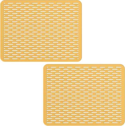 Bligli Mesh Sink Mat, 15.7 x 11.8inch Sink Prtector Mats for Kitchen Sinks, PVC Eco-Friendly Sink Protectors for Bottom of Sink, Fast Draining, Easy Cleaning, Clear Brown