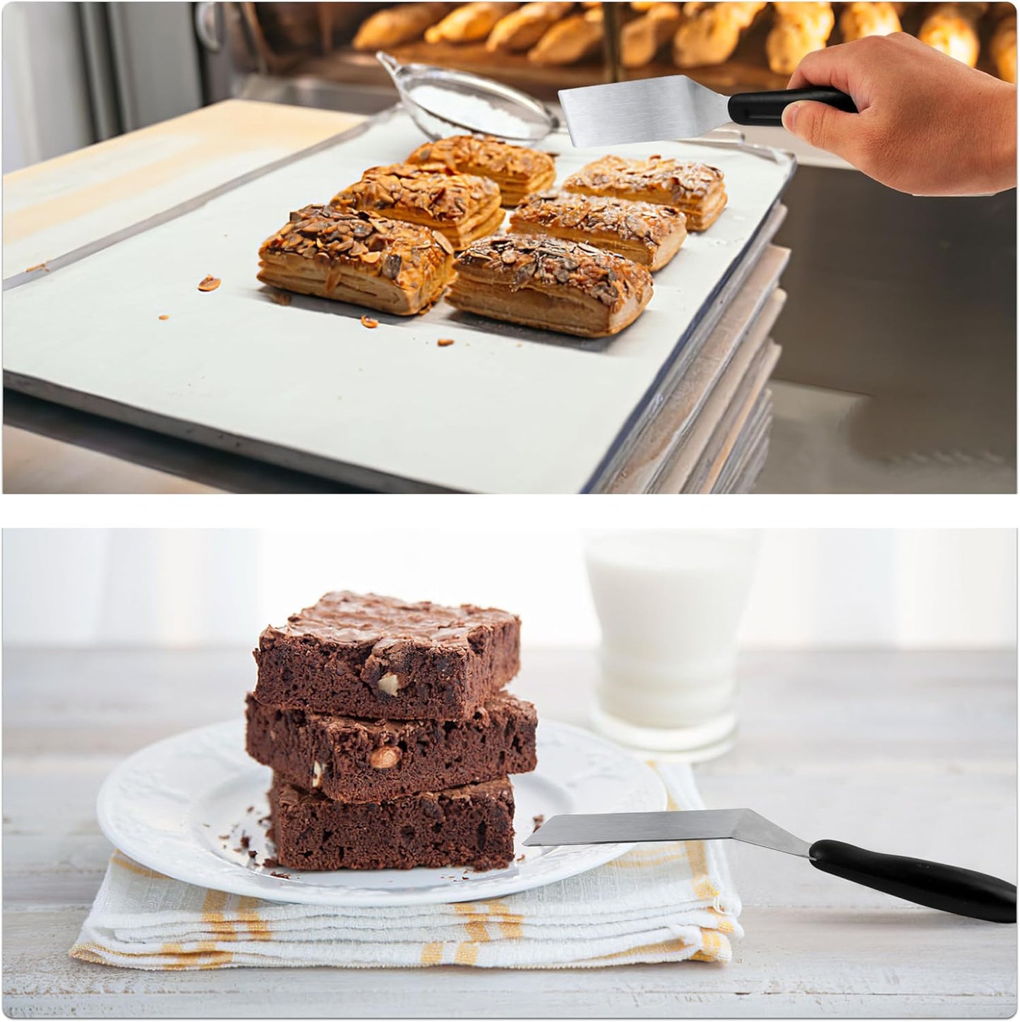 Small Spatula Professional Mini Serving Spatula, 4 Pieces Stainless Steel Metal Spatulas Set, Cutter and Serve Turner for Kitchen, Flipping or Cooking for Brownie, Cookie, Lasagna, Pancakes or Cake