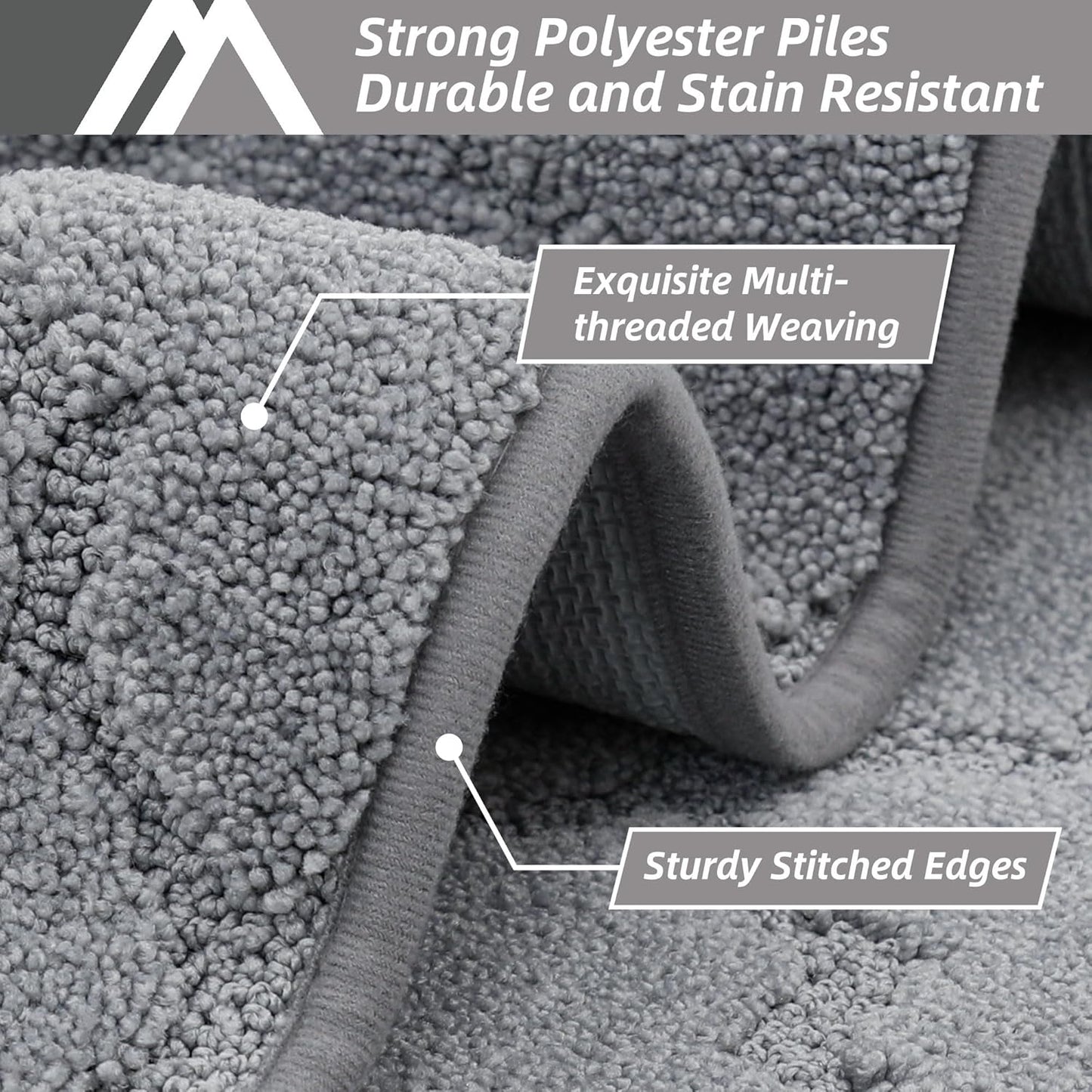 COSY HOMEER Soft Kitchen Rugs [2 PCS] for in Front of Sink Super Absorbent Kitchen Floor Mats and Mats 24x35 Inch/24X60 Non-Skid Kitchen Mat Standing Mat Washable,Polyester,Grey