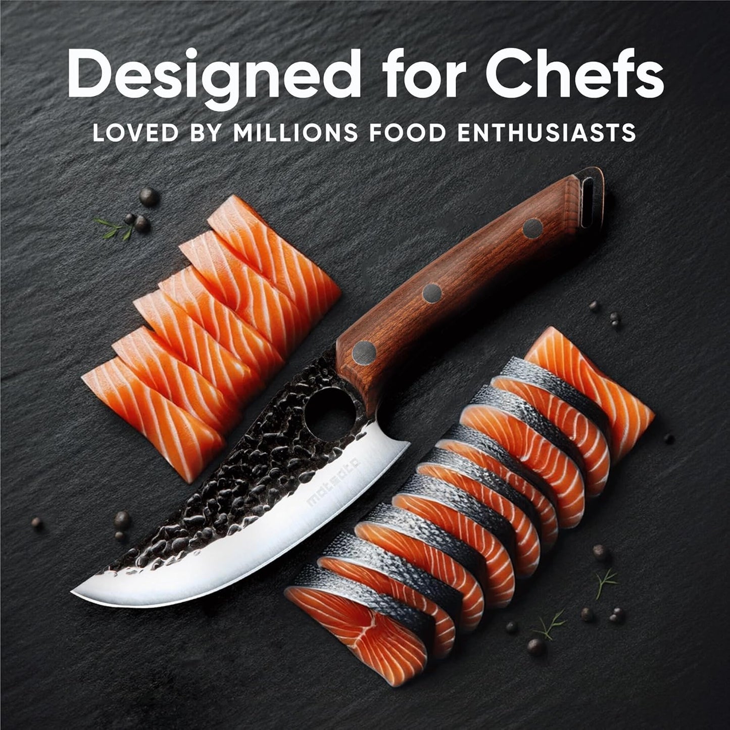 Chef Knife - Perfect Kitchen Knive for Cooking, Chopping. Japanese Steel Knife for Home, Camping, BBQ. For Balance & Control, 5.8 Inch