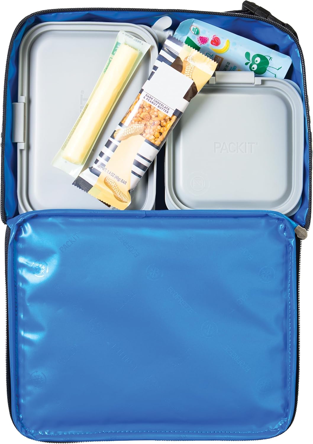 PackIt Freezable Classic Lunch Box, Checked Out, Built with EcoFreeze Technology, Collapsible, Reusable, Zip Closure With Zip Front Pocket and Buckle Handle, Perfect for School Lunches
