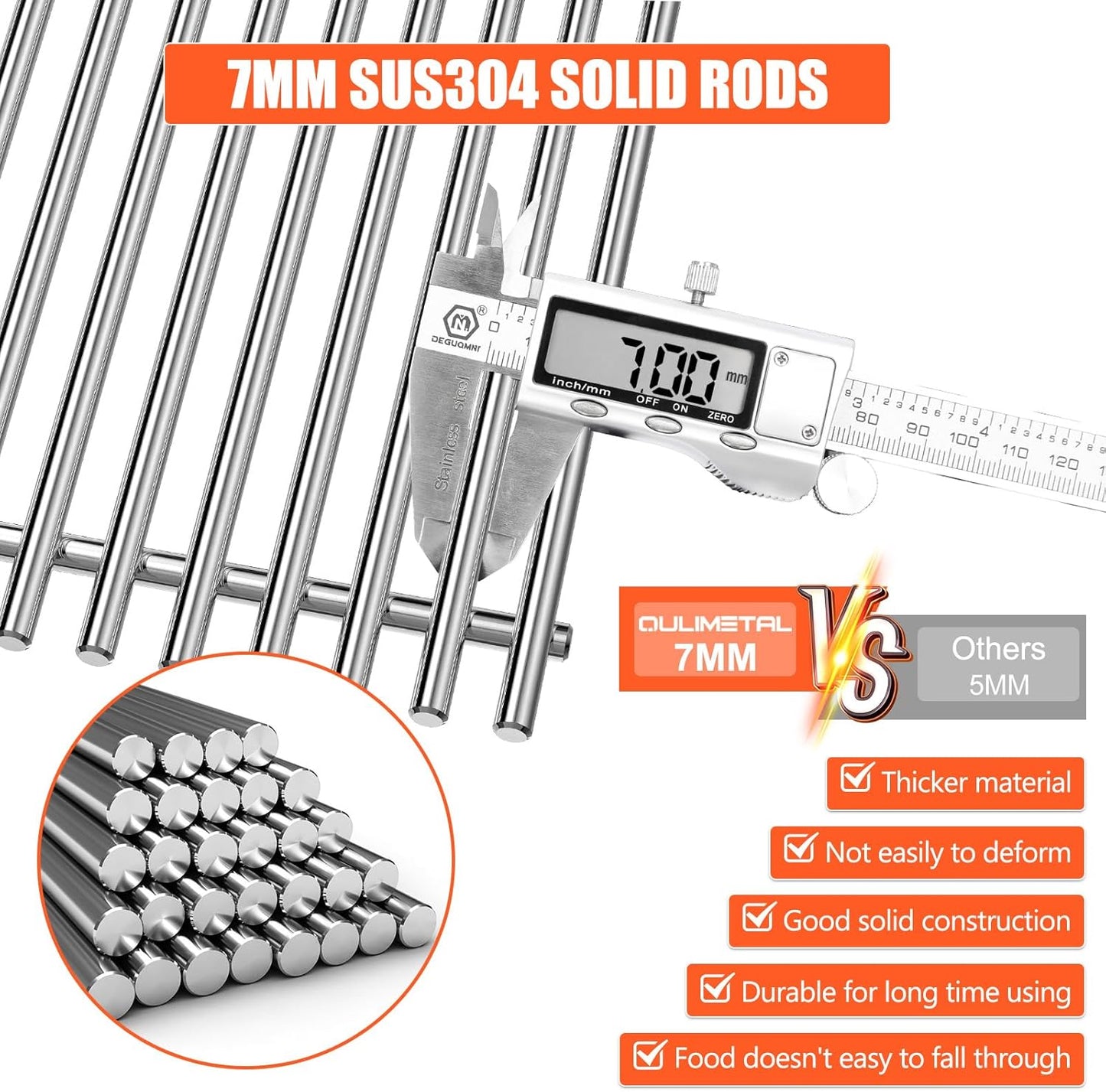 Spirit Grill Replacement Parts for Weber Spirit, 17.5" Grill Grates 15.3" Flavorizer Bars for Weber Spirit 300 & GS4 Spirit II 300, Spirit E-310 E-315 Grills with Front Control, for Weber 7639 7636