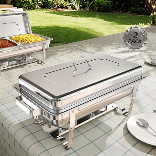 sifer 9Qt 2Pack [Multi-Size] Chafing Dish for Buffet | 80% Faster Screwless Assembly & Stackable Design for Wedding/Home/Christmas Buffets