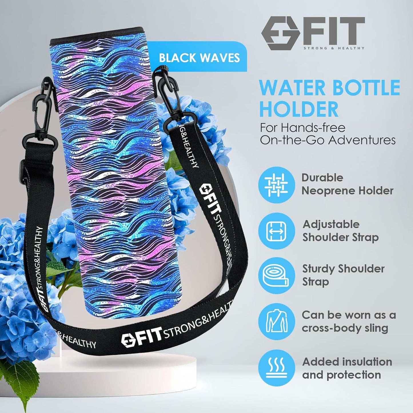 FIT Strong & Healthy 32 oz Glass Water Bottle with Straw Lid, Time Marker, Sleeve & Extra Lid - Motivational, Wide Mouth 1 Liter Glass Drinking Bottle