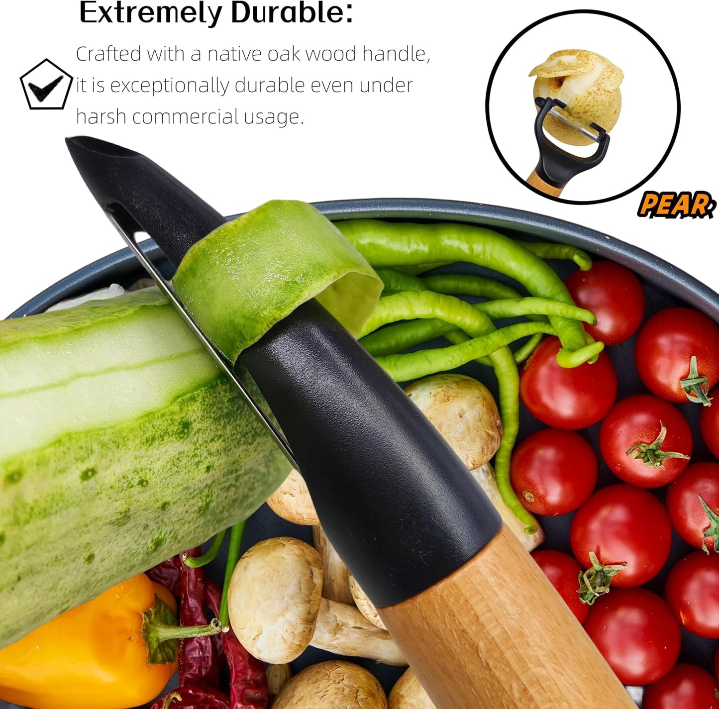 Trez Treamer 4 Pack Vegetable Peelers for Kitchen, Y Wooden Potato Peeler Set for Apple Cucumber Carrot Fruit Potatoes Veggie Peeler Bulk with Stainless Steel Blade,Dishwasher Safe