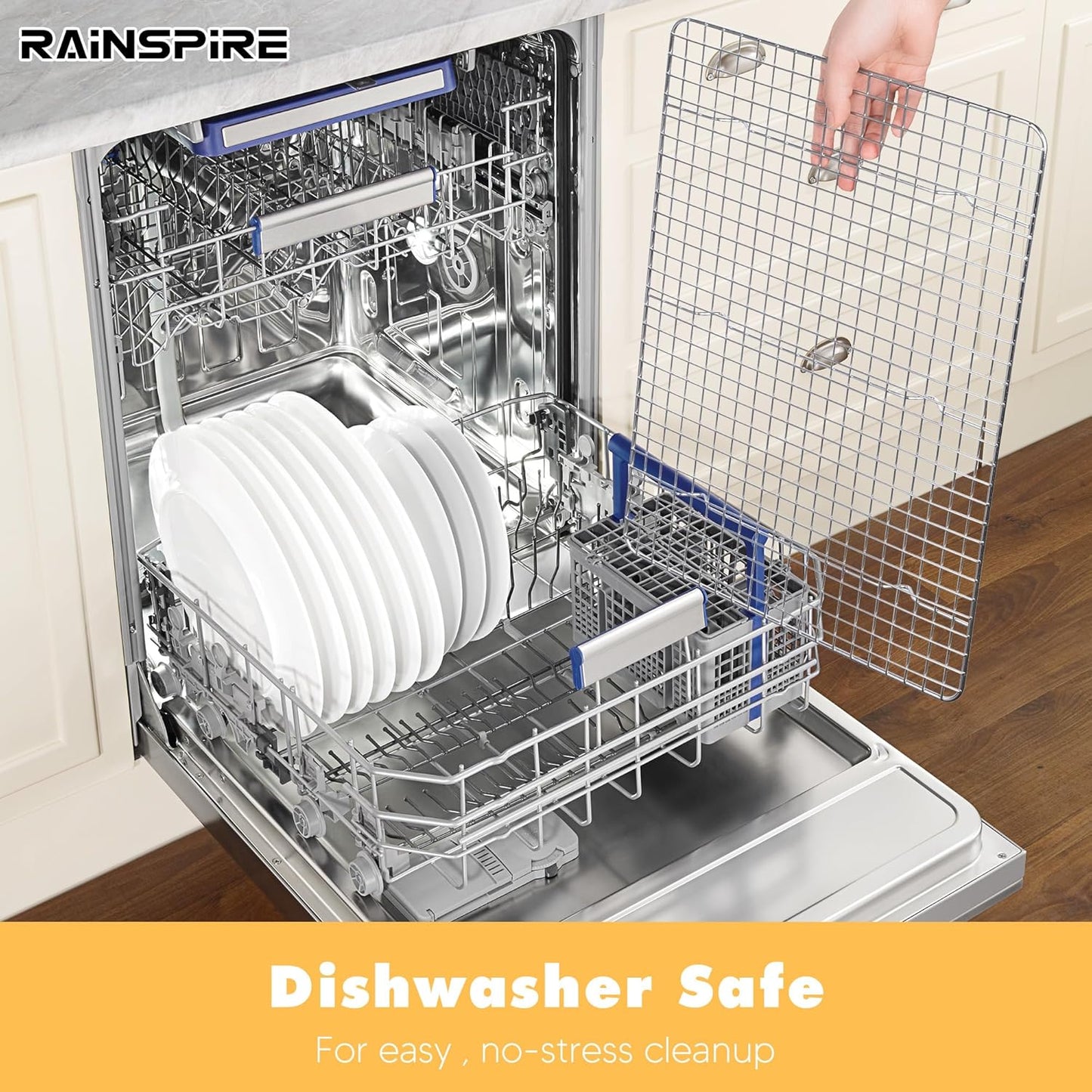 Rainspire Cooling Rack Stainless Steel, Heavy Duty Cooling Racks for Cooking and Baking, Oven Safe Wire Rack for Cooking, Baking Rack for Oven Cooking Fits Half Sheet Cookie Pan, 12" x 17", 1-Pack