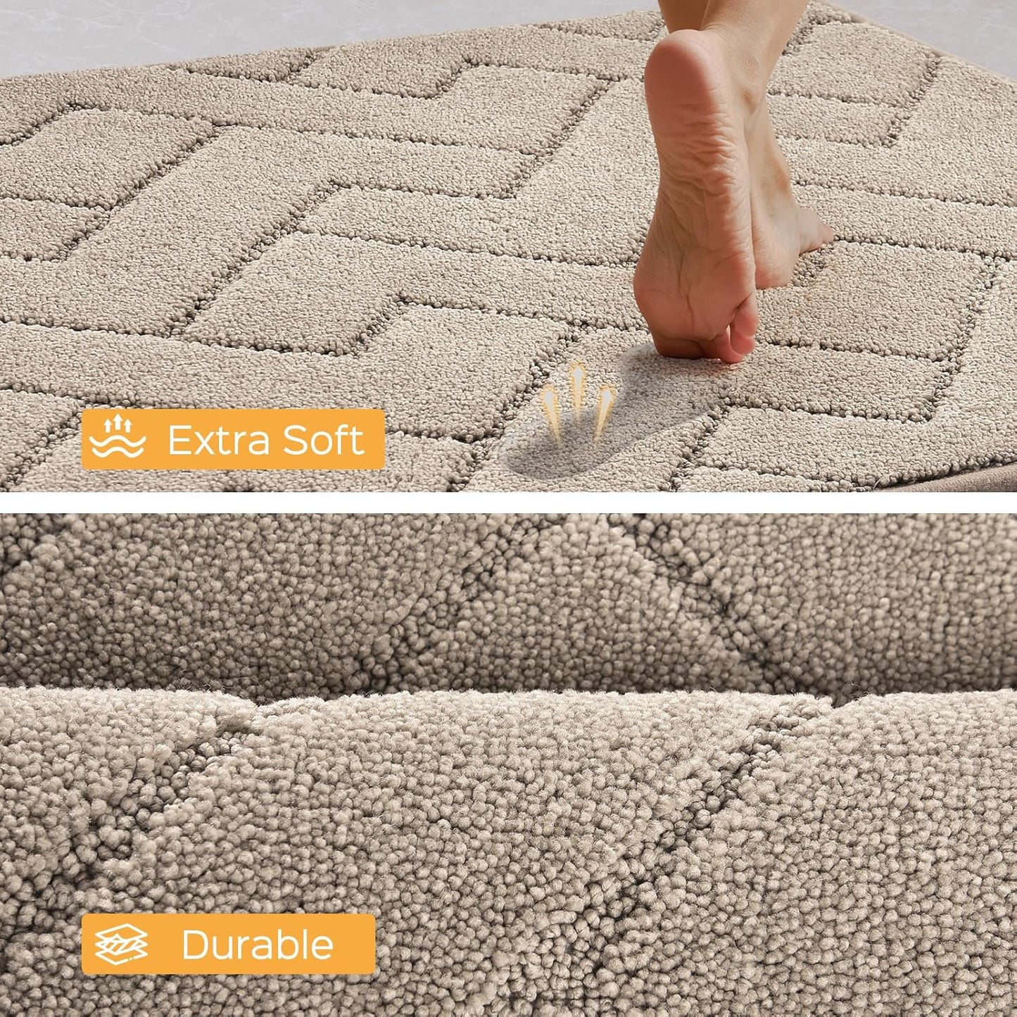 Machine Washable Kitchen Rugs 24" x 70", Non-Slip Kitchen Runner Rugs Mats for Floor, Absorbent Comfort Standing Mats for Kitchen, Sink, Laundry and Hallway, Rolled Packaging, Taupe