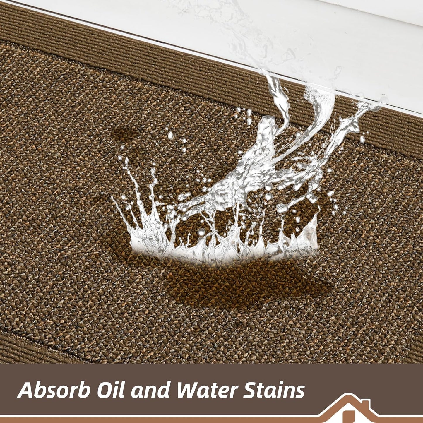 BEQHAUSE Kitchen Rugs and Mats Set of 2 Non-Slip Kitchen Mats for Floor, Absorbent and Stain Resistant Kitchen Runner, Machine Washable Rugs for Kitchen, Laundry & Sink, 20"x32"+20"x48", Brown