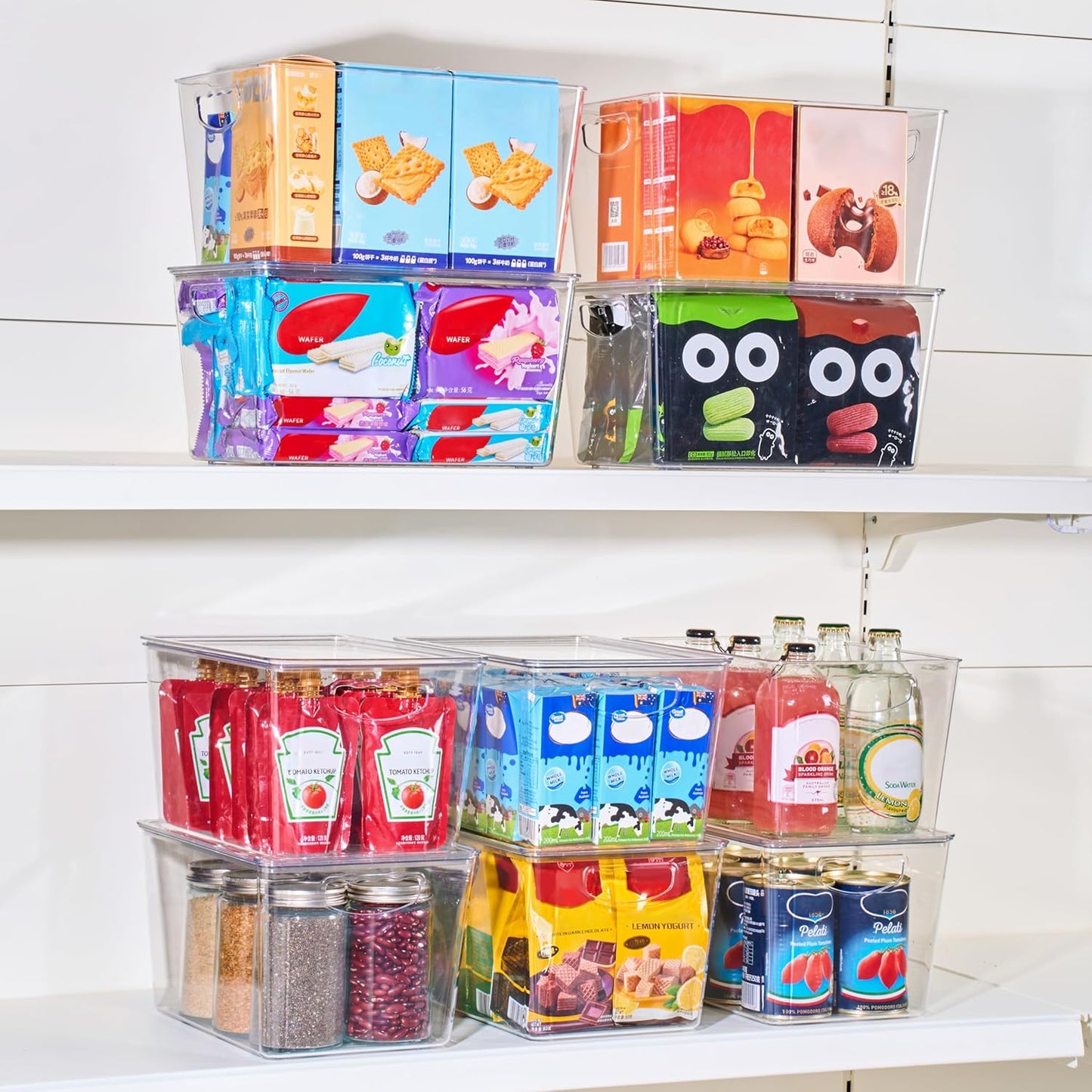 theaoo Clear Storage Bins with Lids Stackable - Large Plastic Containers for Pantry Organization and Storage - Perfect for kitchen,Fridge,Laundry Room,Bathroom,Garage,Closet,Cabinet Organizer - 4 Pack