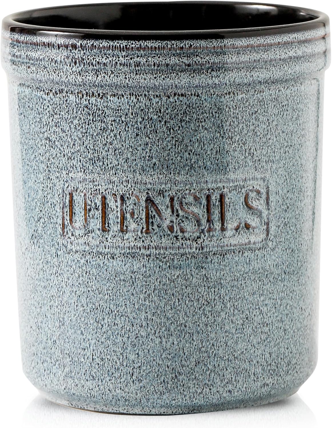 HVH Kitchen Utensil Holder for Countertop, 6 x 7 inch Large Utensil Holder, Ceramic Utensil Crock, Farmhouse Kitchen Décor, Deep and Heavy (Wabi sabi)