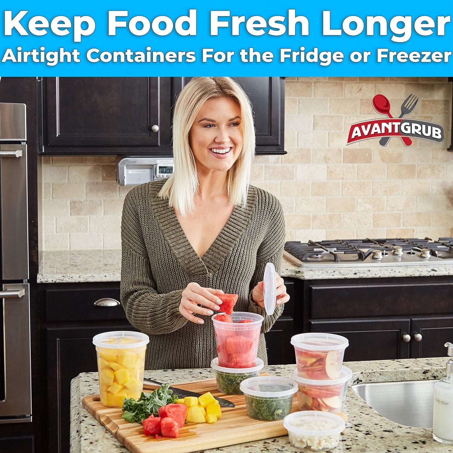 Deli-Grade BPA-Free 24oz Plastic Containers with Lids 12ct. Leakproof Microwavable Portion Container for To-Go Orders, Food Prep and Storage. Reusable Takeout Cups for Restaurant, Cafe and Catering.