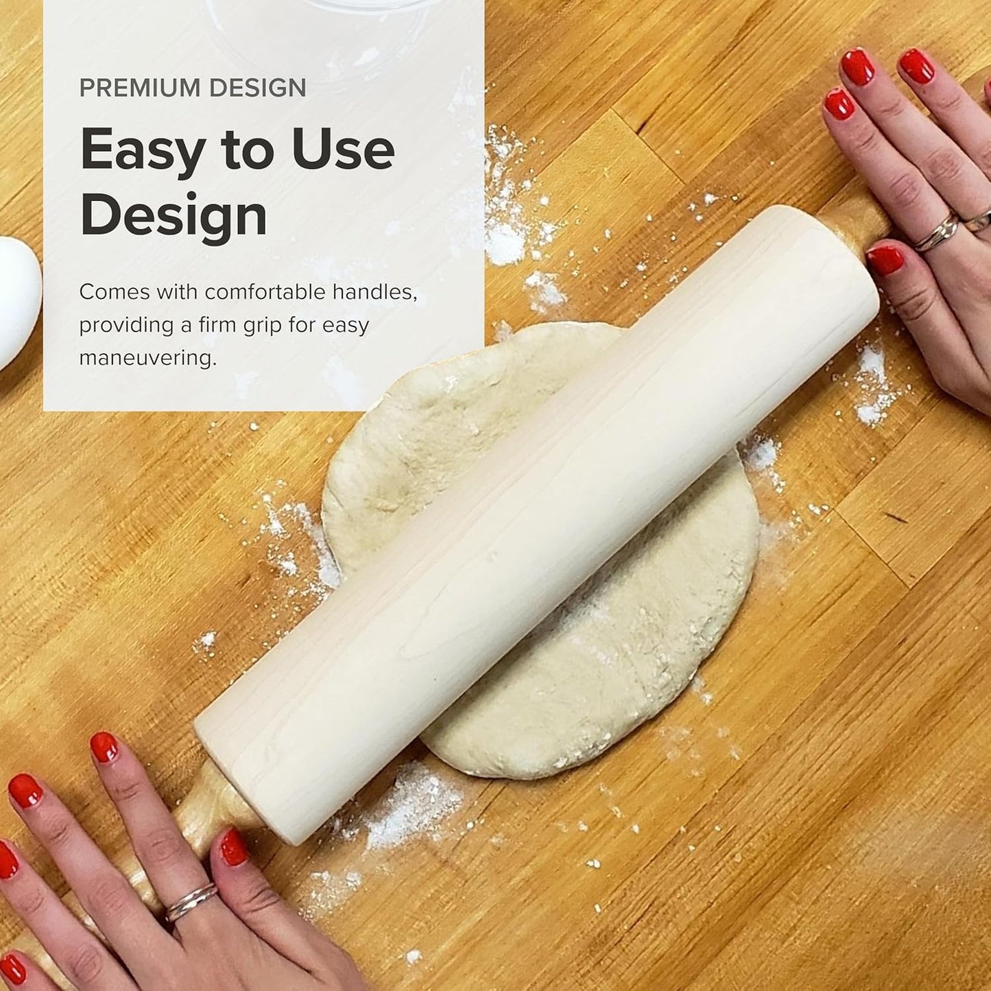 Frieling Crafted In the USA Maple Rolling Pin - Heavy Duty Rolling Pin with Ball Bearing Handles - 2.75-Inch by 18-Inch Barrel - Wooden Rolling Pin Baking