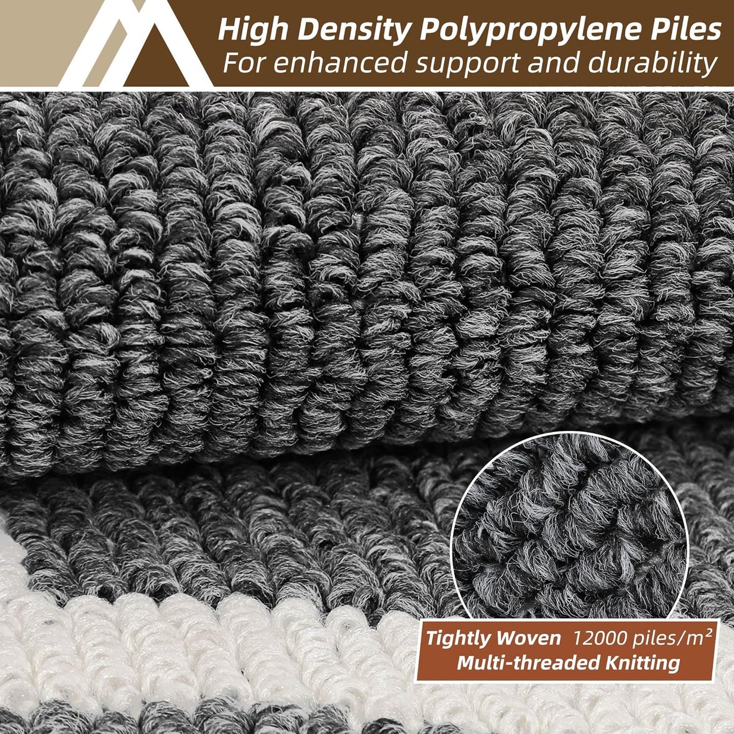 COSY HOMEER Long Kitchen Floor Mats for in Front of Sink Super Absorbent Kitchen Rugs and Mats 24"x48"+24"x59"Non-Skid Kitchen Mat Standing Mat Washable,Polypropylene,Dark Grey,Frame