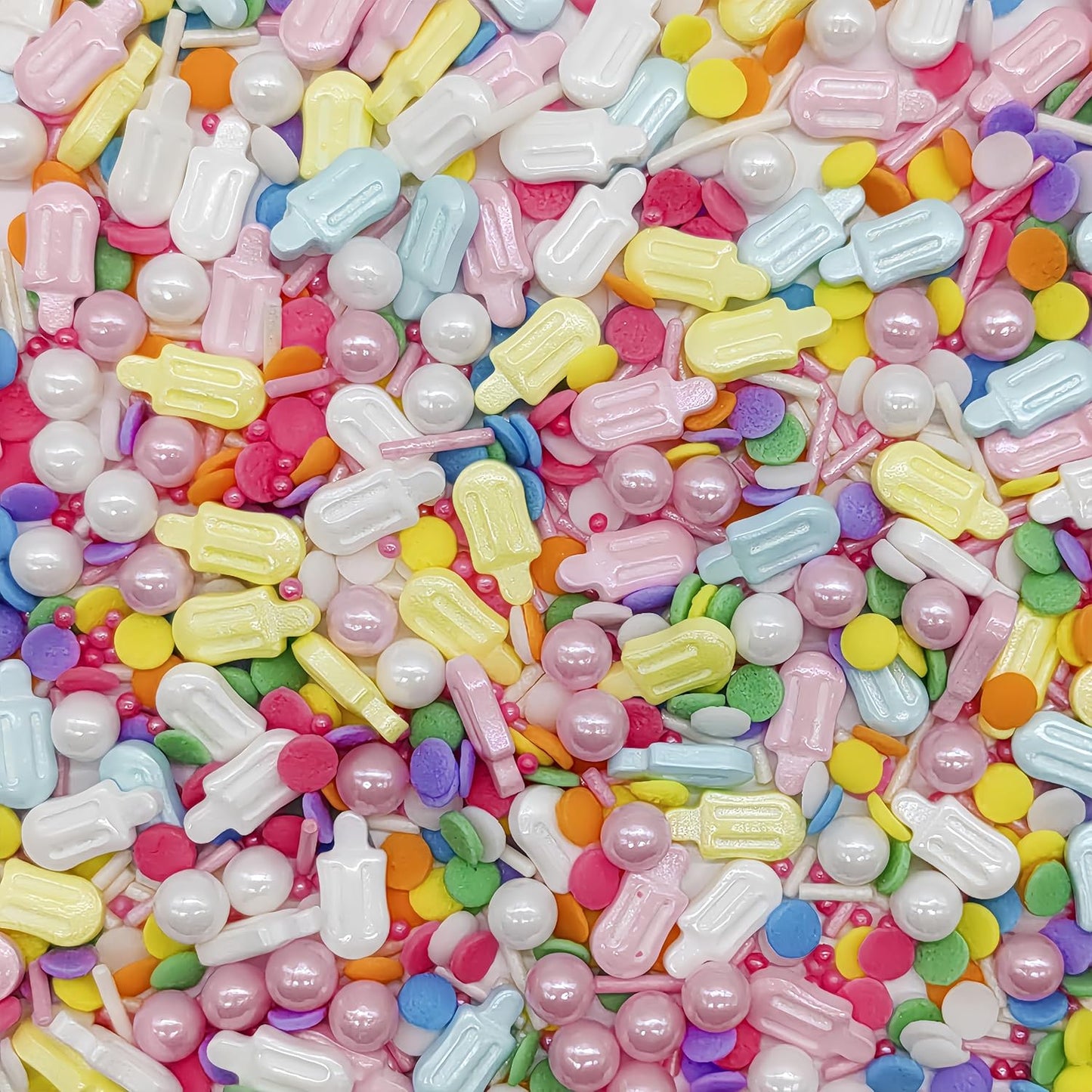 Popsicle Sprinkles Candy Mix Size Edible Pearls Cake Decorations Cupcake Toppers Cookie Decorating Perfect for Wedding Party Valentine Halloween Christmas Supplies 4.58OZ