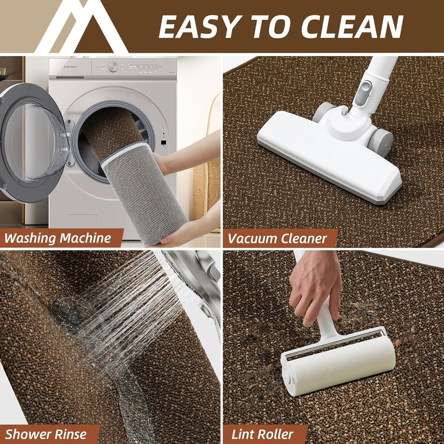 COSY HOMEER Kitchen Rugs and Mats 2PCS Non Slip Kitchen Mats for Floor Washable Stain Resistant Kitchen Runner Rug Sets Absorbent Kitchen Floor Mat 20"x32"+20"x48",Brown