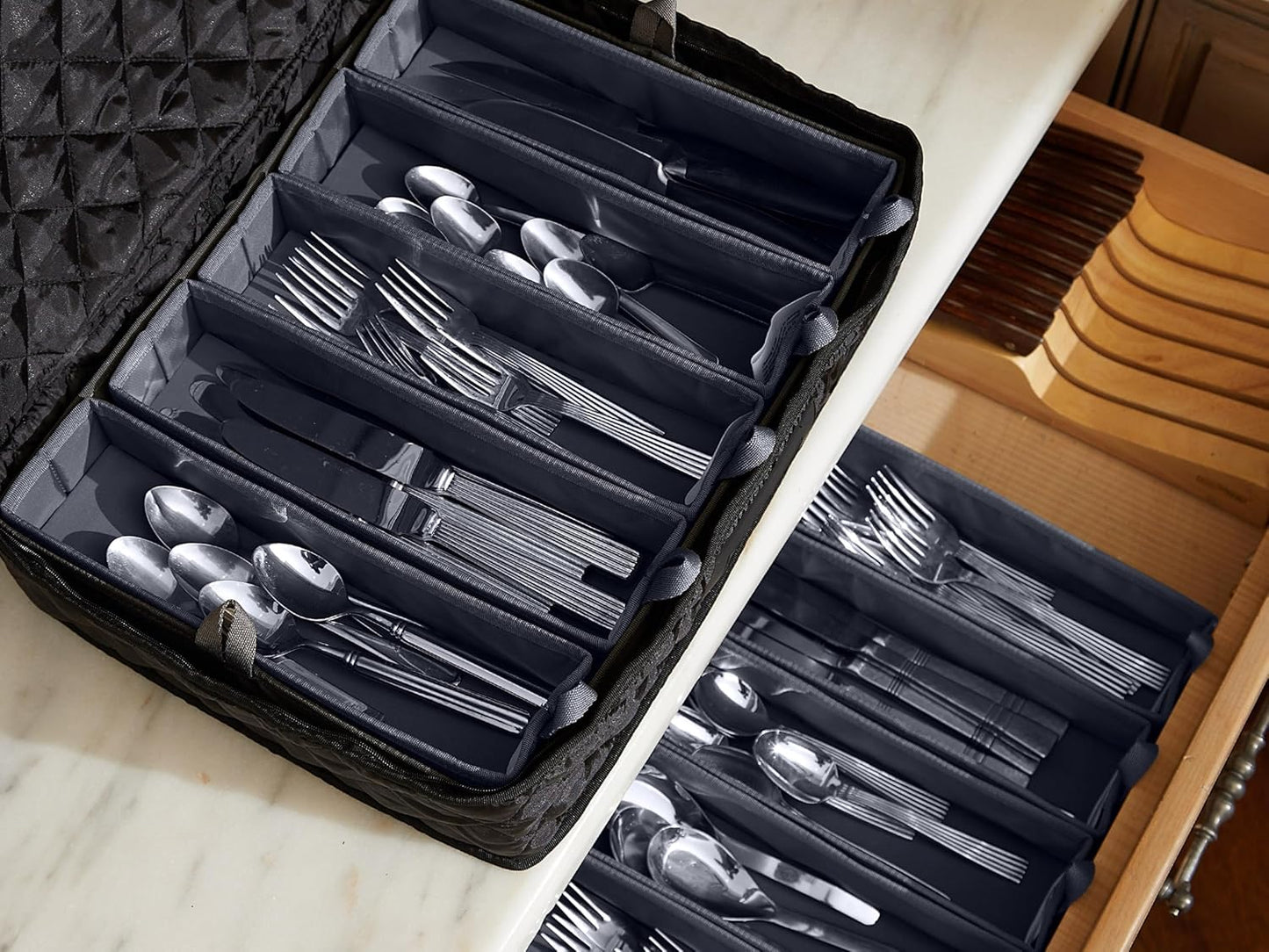 Covermates Flatware Storage - Washable and Stain Resistant, ID Window, Kitchen Storage, Black