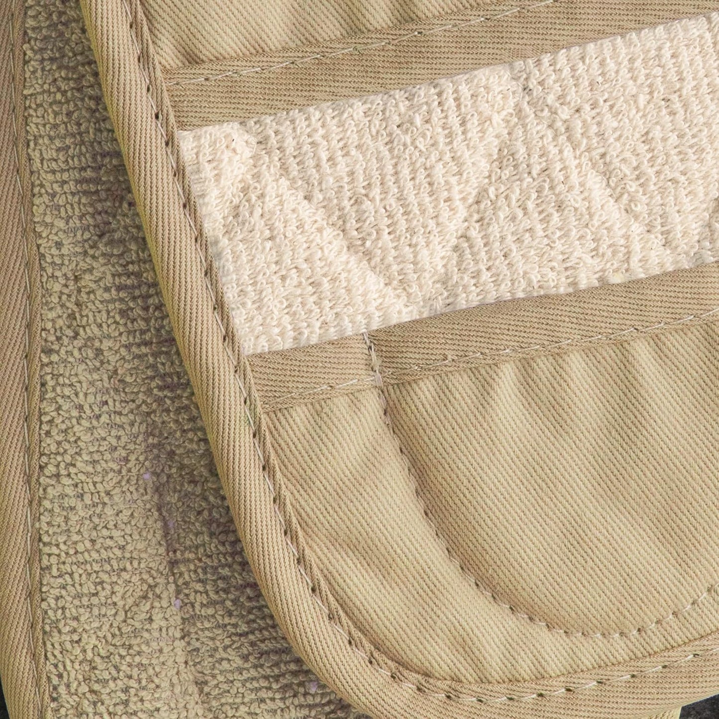 Ritz Premium Pot Holders & Heating Pads (4-Pack), 8.5" x 5.5", Heat Resistant, 100% Cotton Terry-Looped Pocket, for Kitchen and Barbeque, Biscotti